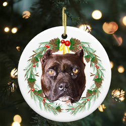 Dog Breed Holiday Round Ceramic Tree Ornaments