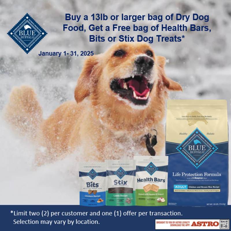 Blue Buffalo 13lb Dry Dogfood January. 2025 promo