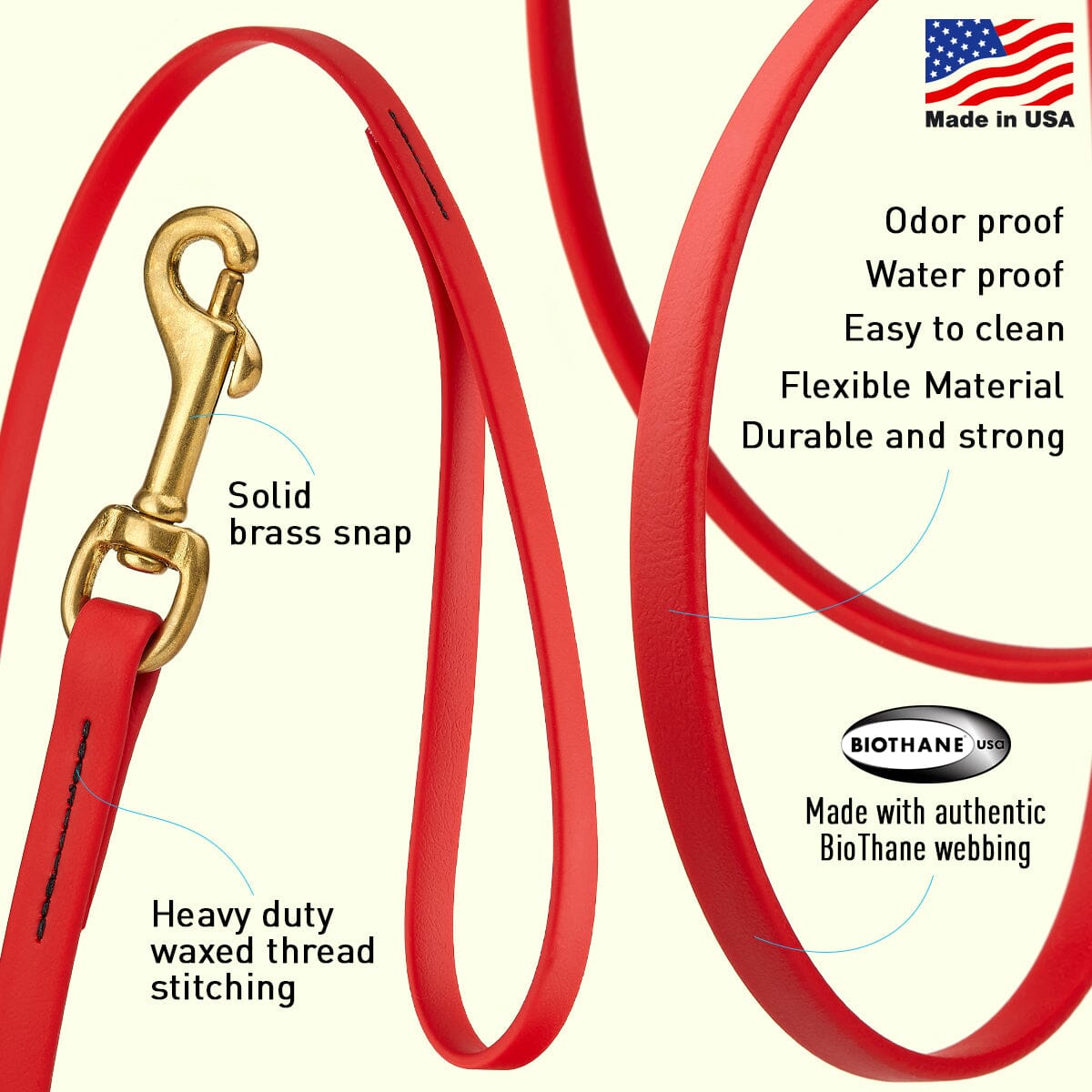Viper Biothane Long Line 10 ft Lead with Brass Hardware