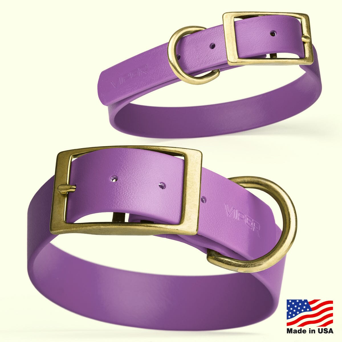 Viper Biothane Waterproof Dog Collar - Brass Hardware - 1.5in Wide - Size XL (20