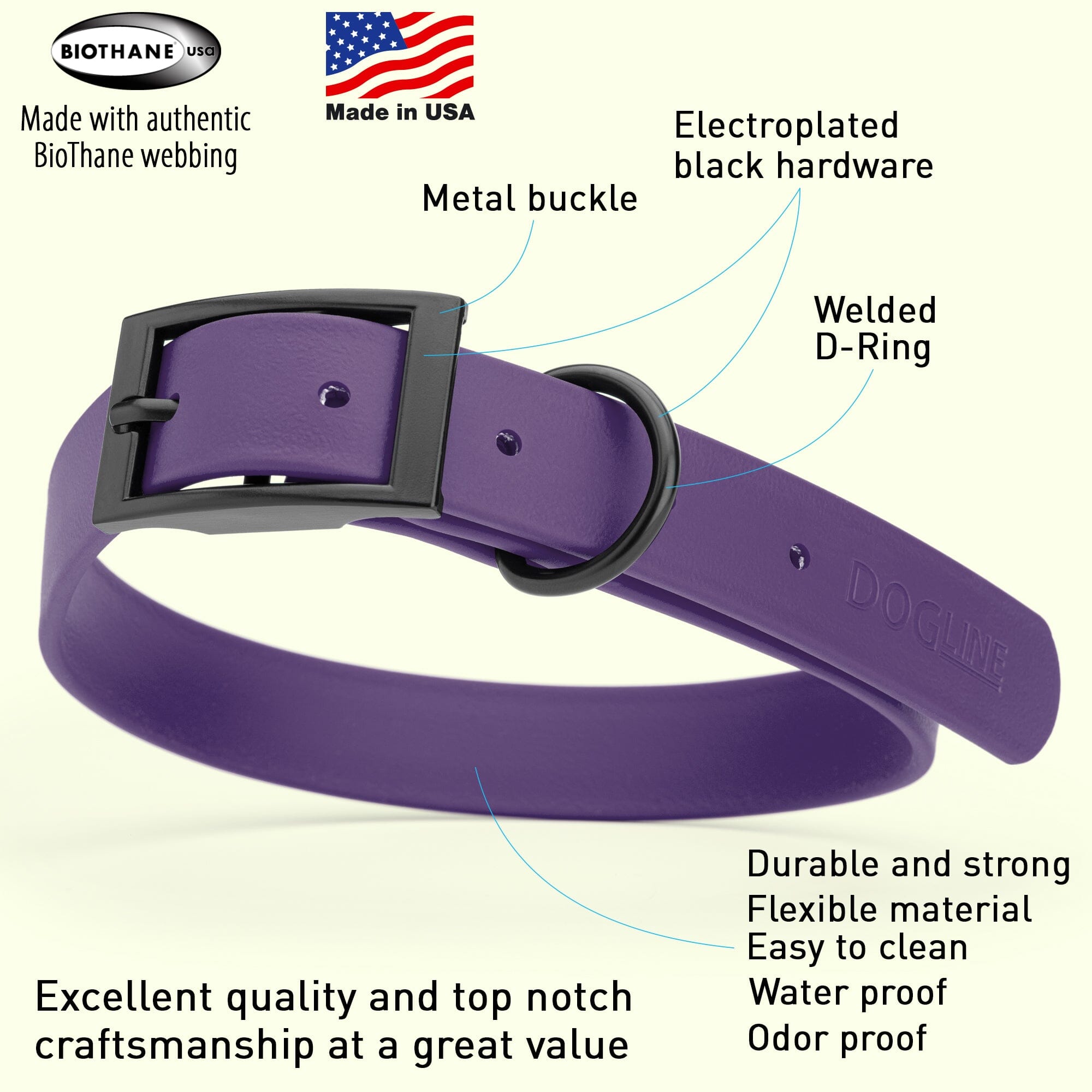 Biothane Waterproof Dog Collar - X-Large (22 to 25 inches)