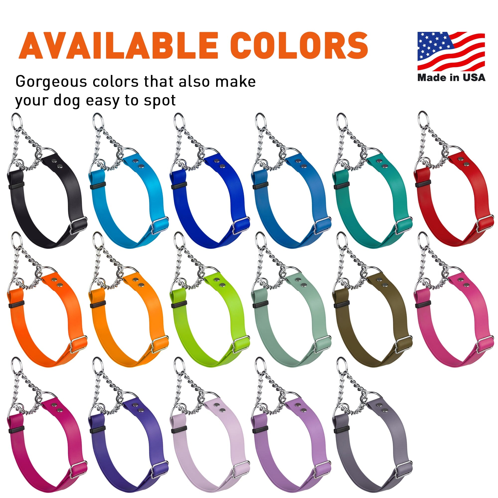Biothane Adjustable Martingale Collar for Dogs