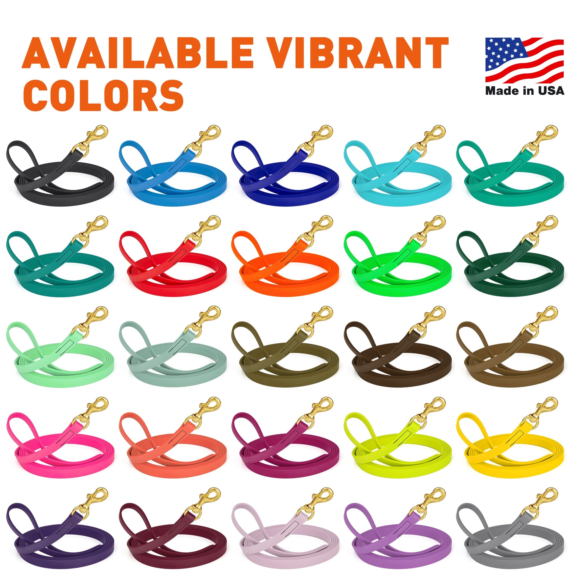 Viper Biothane Long Line 15 ft Lead with Brass Hardware