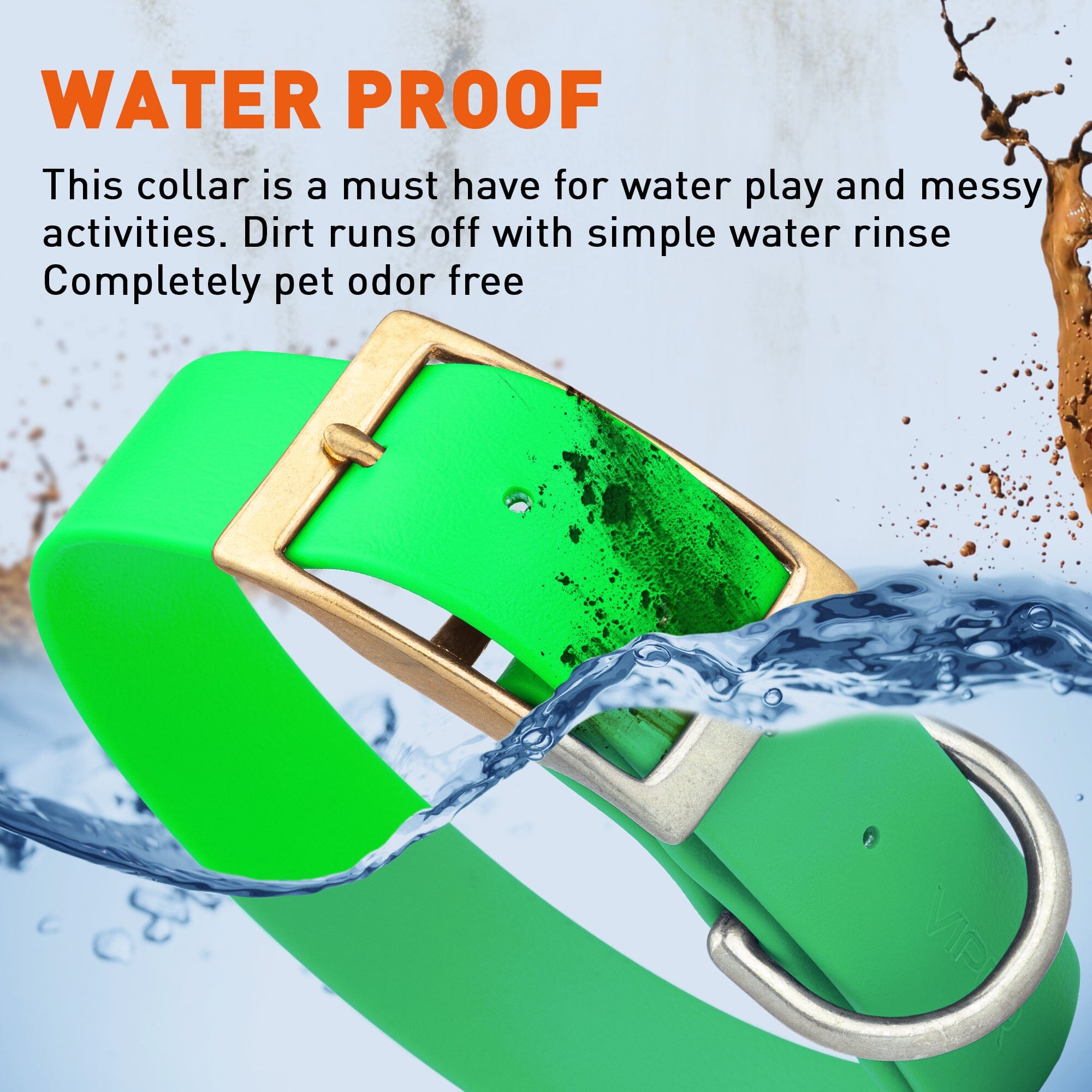 Viper Biothane Waterproof Dog Collar - Brass Hardware - 1.5in Wide - Size L (16" - 20")