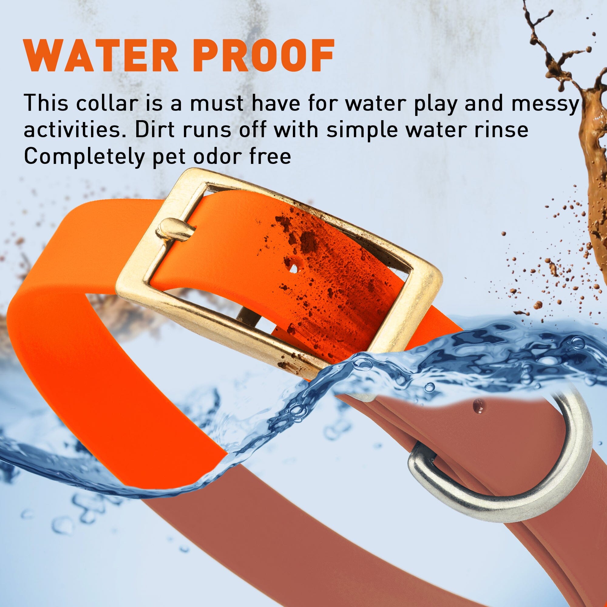 Viper Biothane Waterproof Dog Collar - Brass Hardware - Size XL (22" - 25")