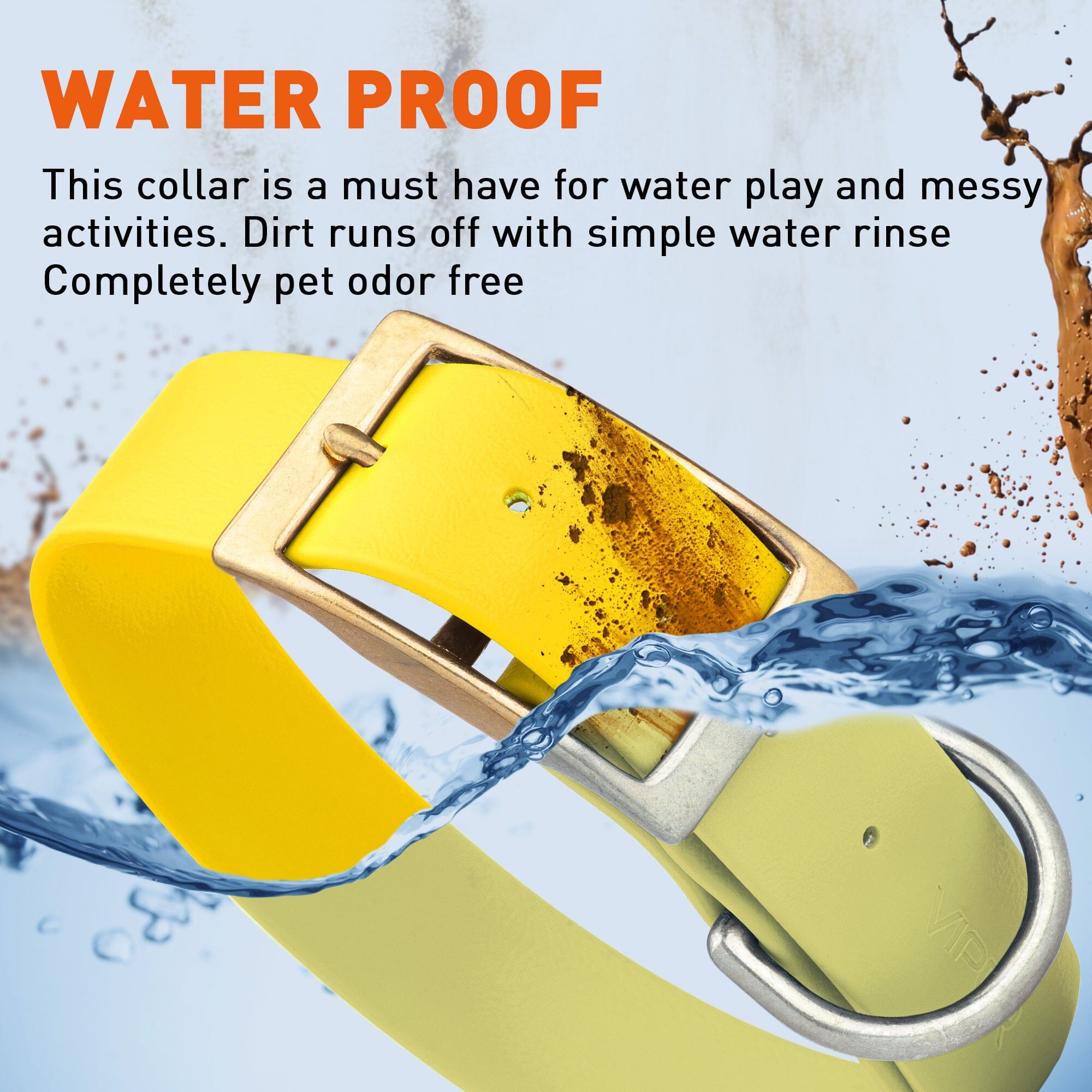 Viper Biothane Waterproof Dog Collar - Brass Hardware - 1.5in Wide - Size XL (20