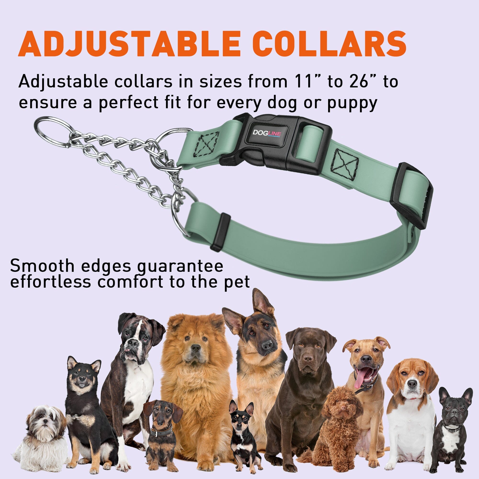 Biothane Adjustable Martingale Collar with Quick Release Buckle
