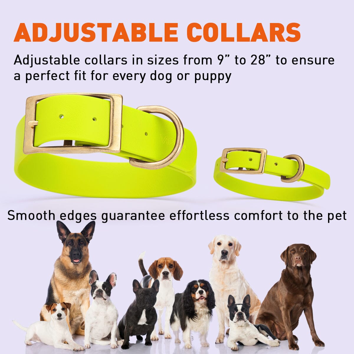 Viper Biothane Waterproof Dog Collar - Brass Hardware - Size L (18