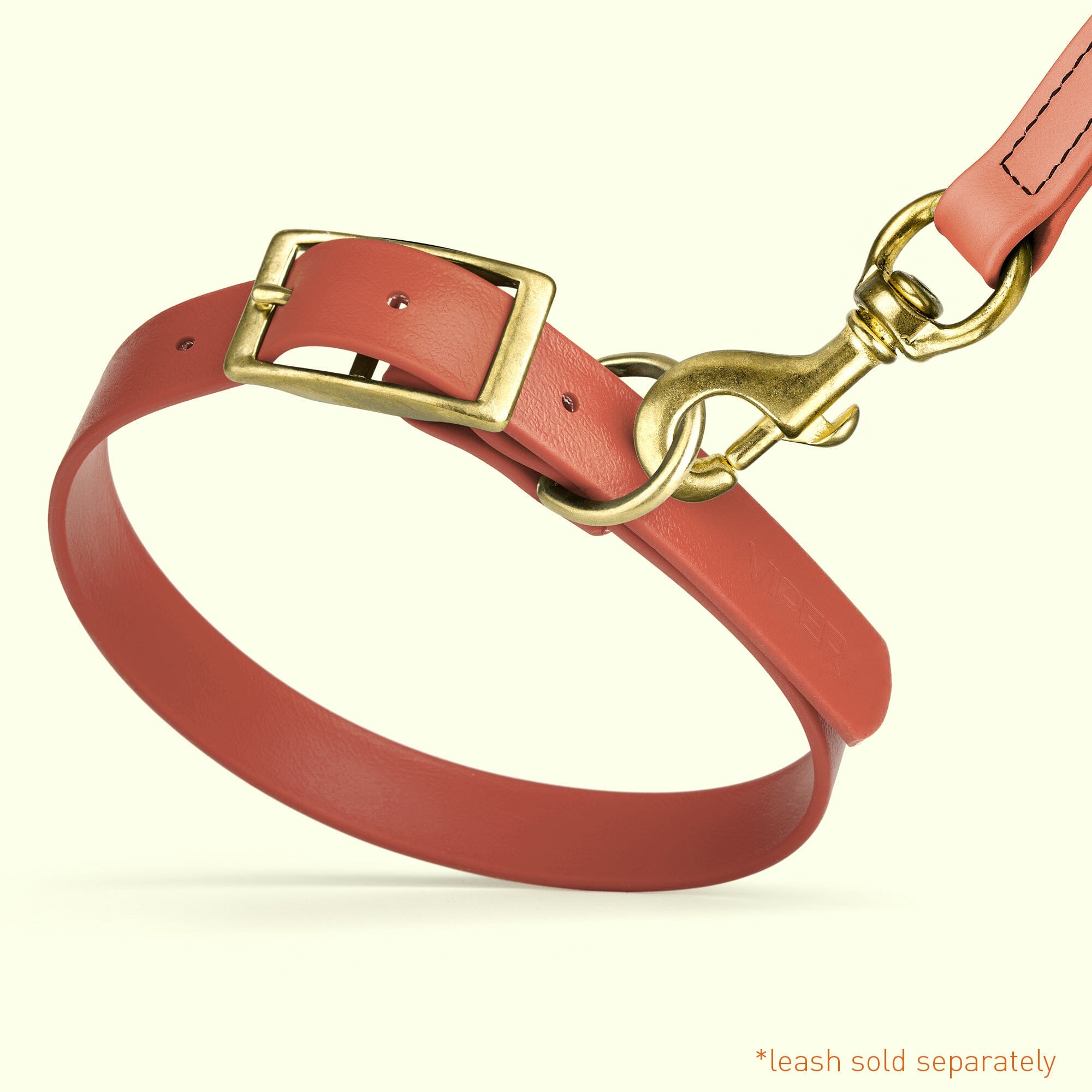 Viper Biothane Waterproof Dog Collar - Brass Hardware - Size M (15