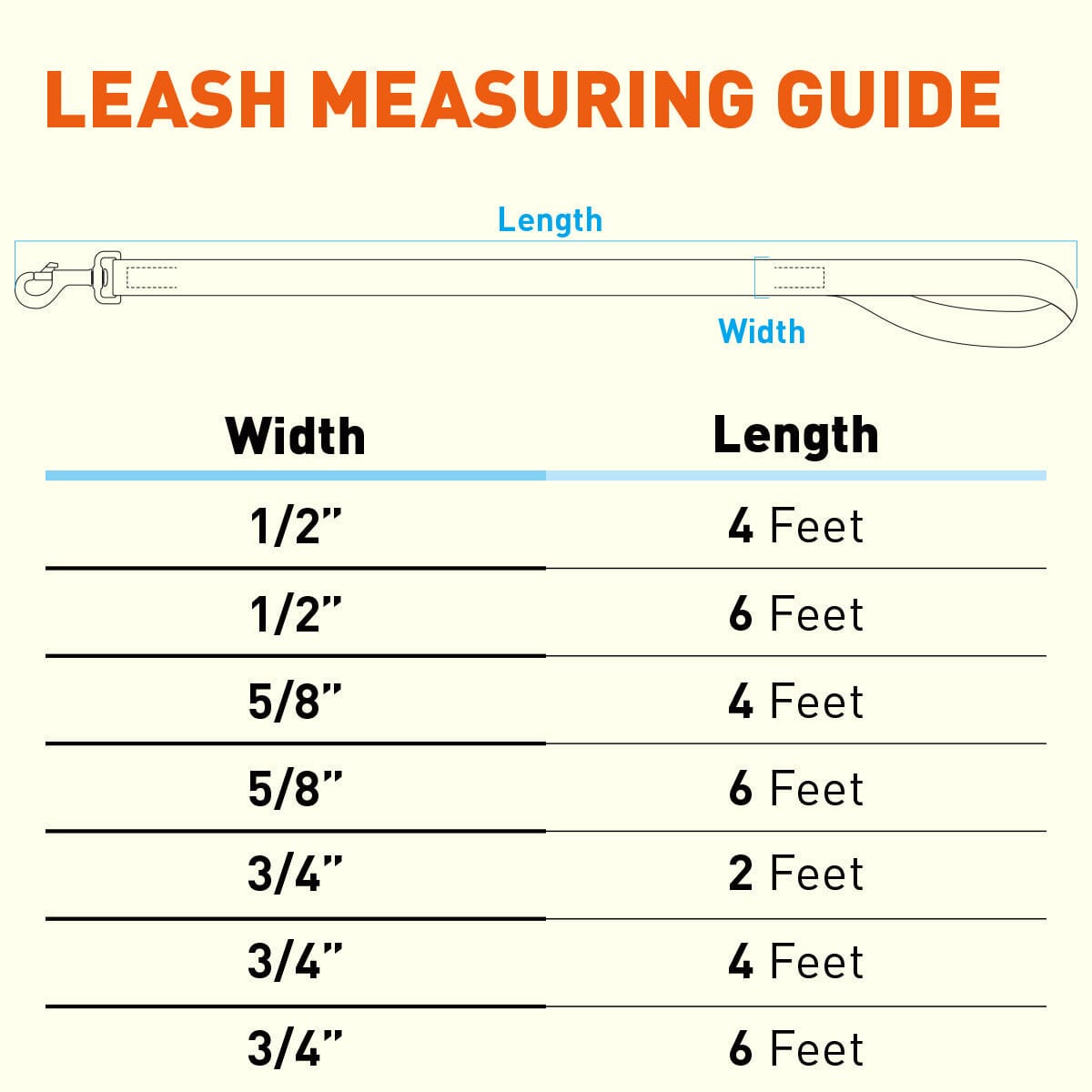 Biothane Waterproof Traffic Lead for Dogs, 2 ft