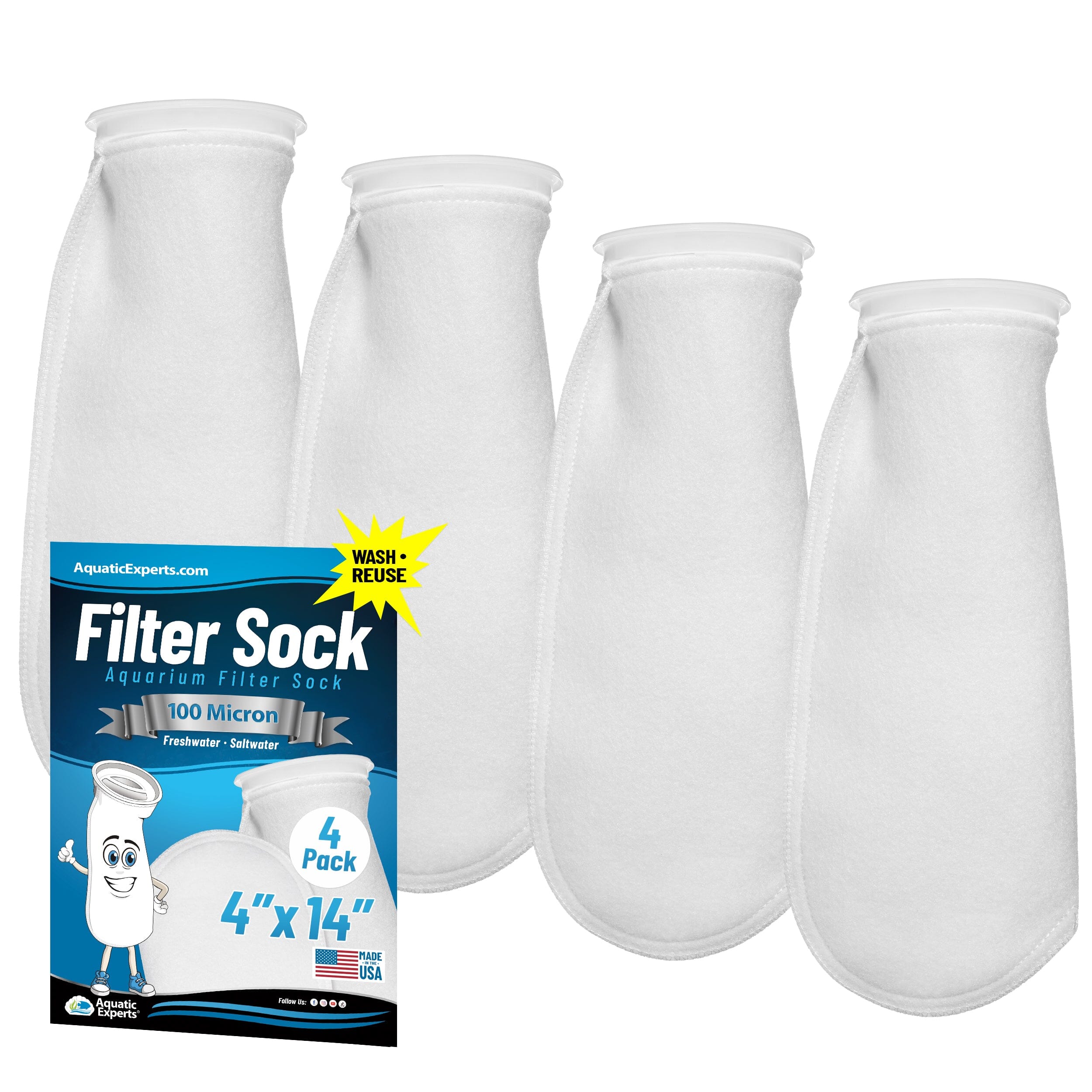 4" Ring Aquarium Filter Sock 100 Micron for Saltwater Aquariums | Aquatic Experts