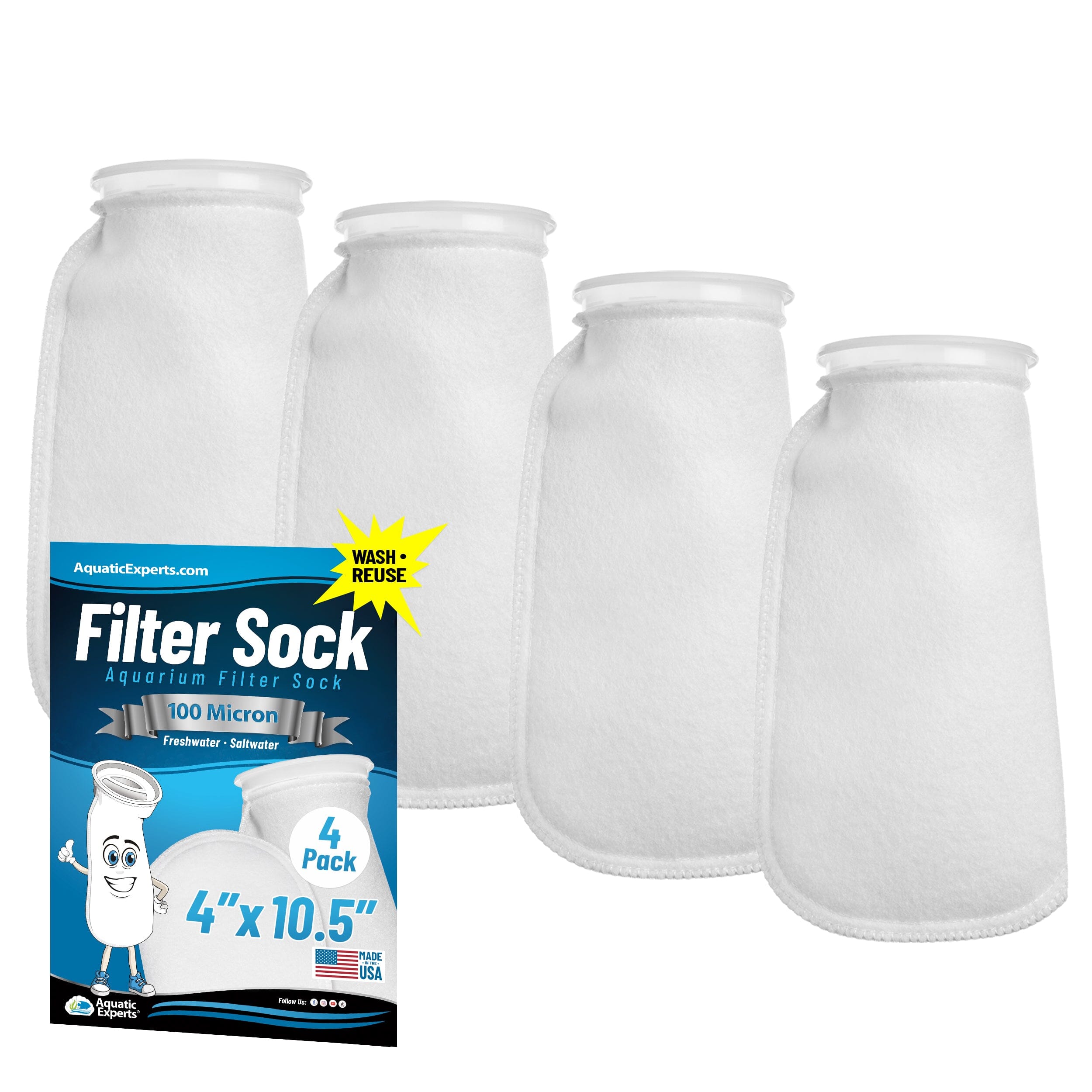 4" Ring Aquarium Filter Sock 100 Micron for Saltwater Aquariums | Aquatic Experts