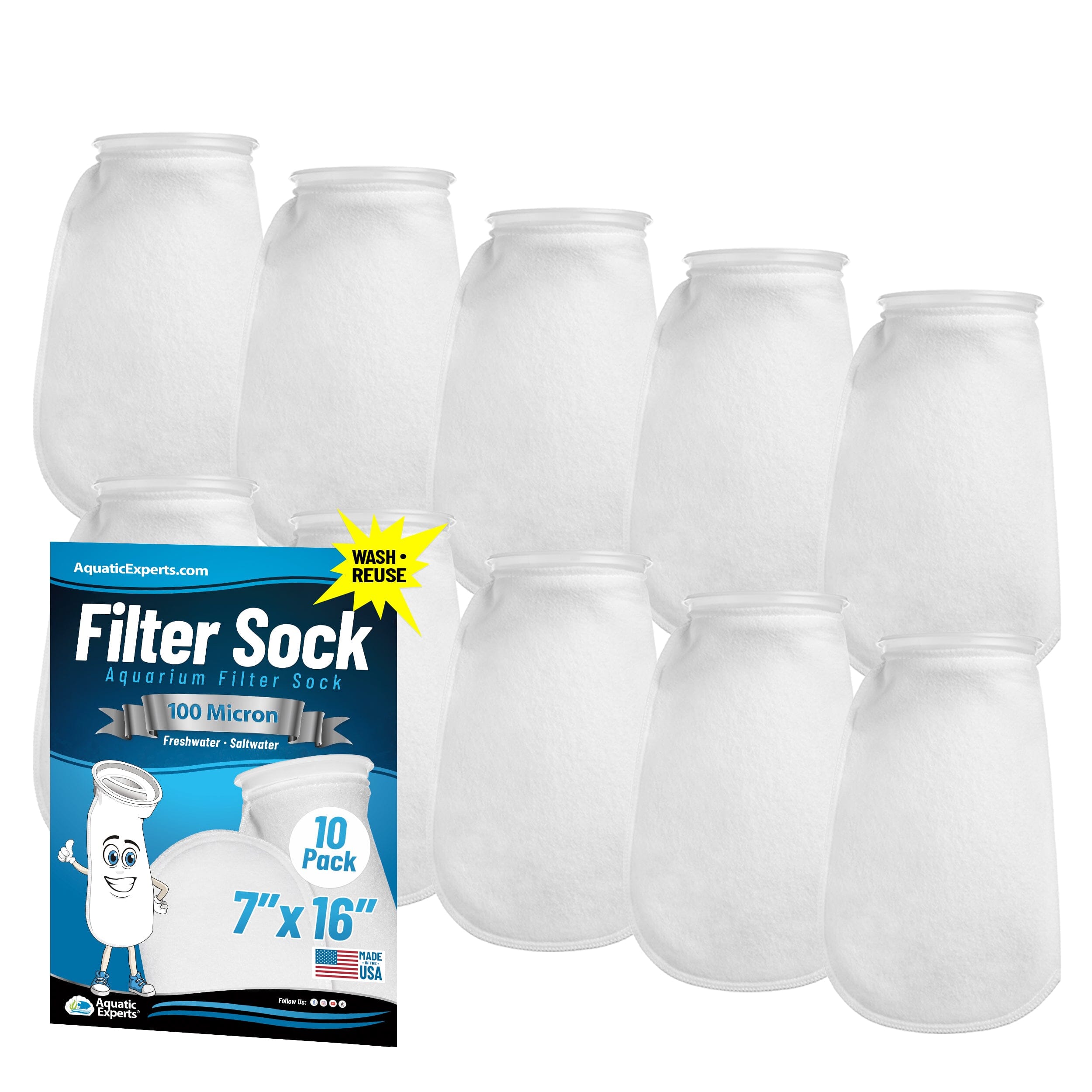 7" Ring Aquarium Filter Sock 100 Micron for Saltwater & Reef Aquariums | Aquatic Experts