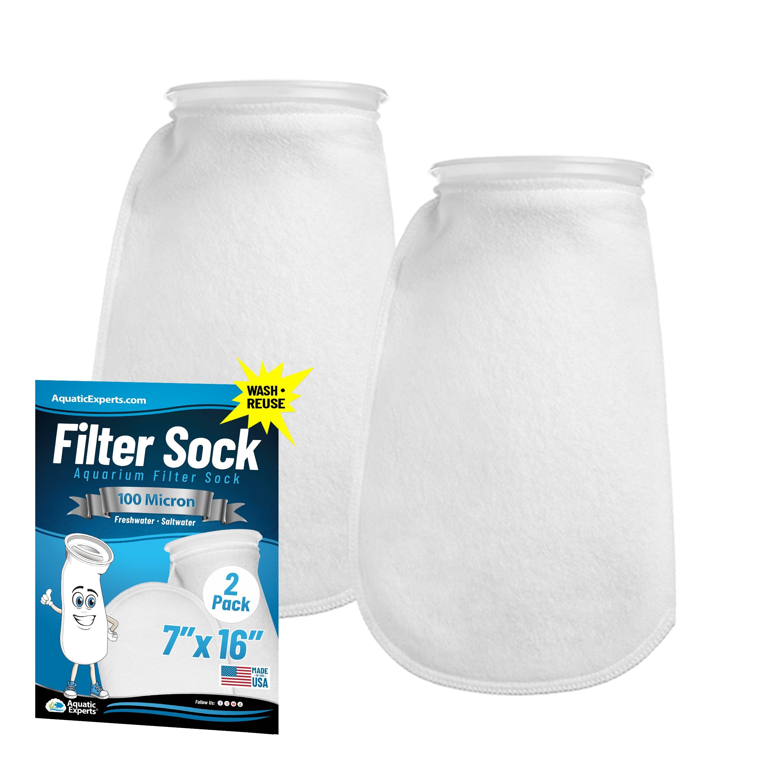 7" Ring Aquarium Filter Sock 100 Micron for Saltwater & Reef Aquariums | Aquatic Experts