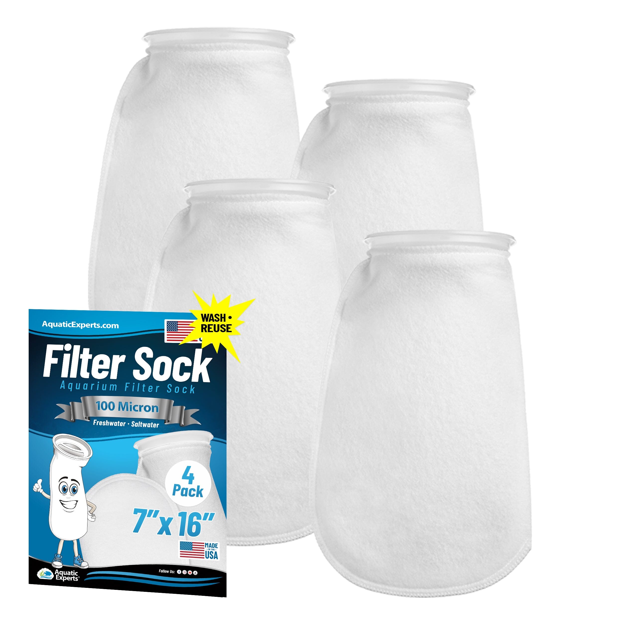 7" Ring Aquarium Filter Sock 100 Micron for Saltwater & Reef Aquariums | Aquatic Experts