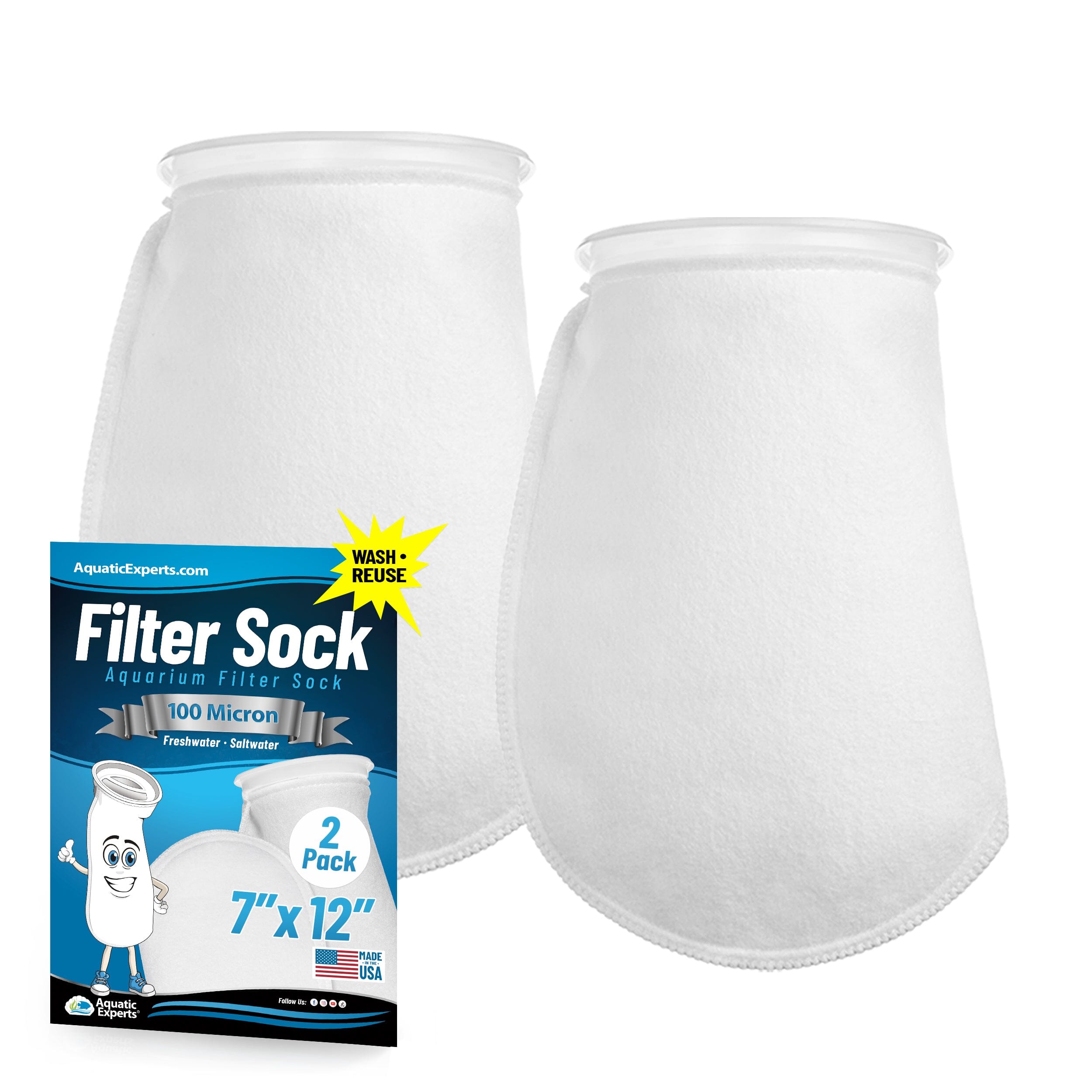 7" Ring Aquarium Filter Sock 100 Micron for Saltwater & Reef Aquariums | Aquatic Experts