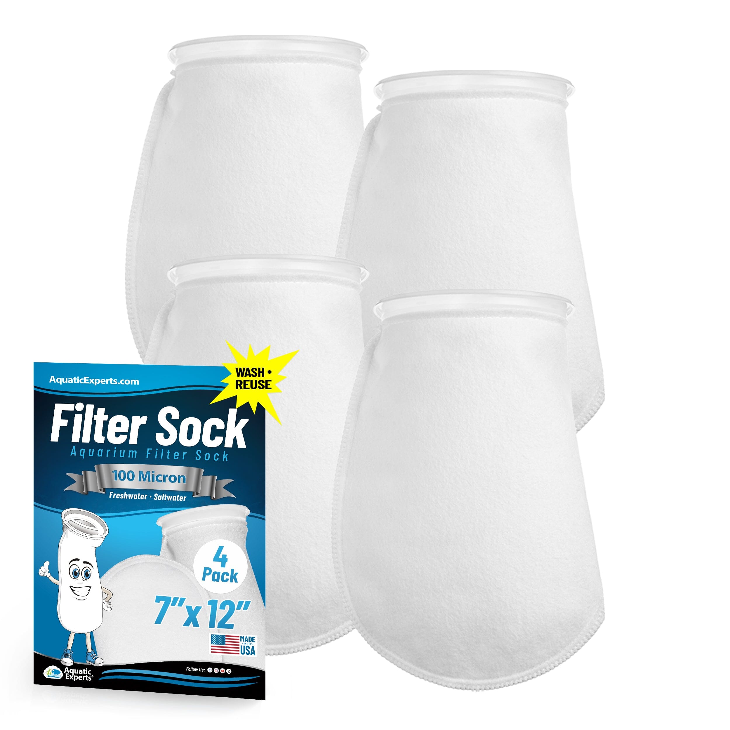 7" Ring Aquarium Filter Sock 100 Micron for Saltwater & Reef Aquariums | Aquatic Experts