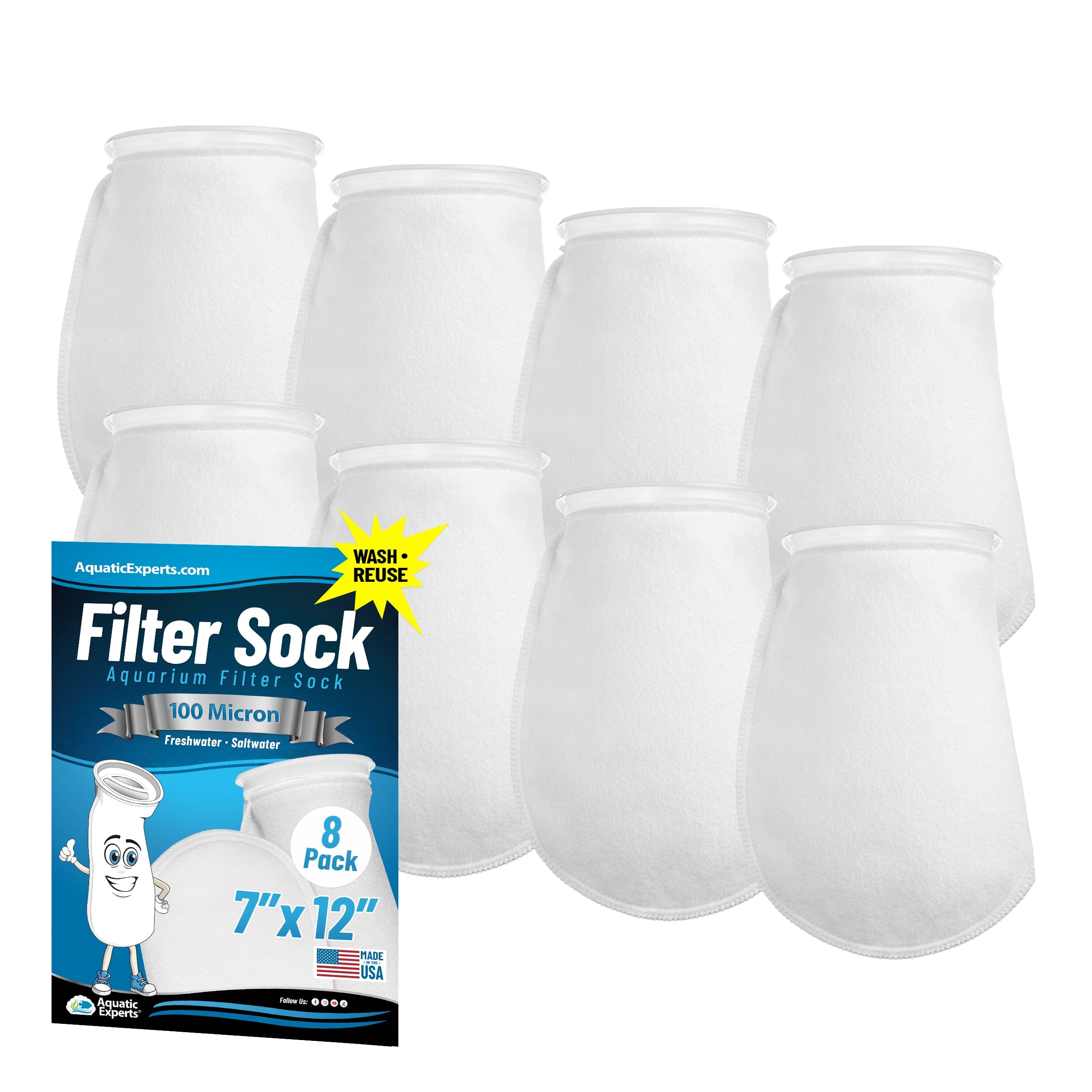 7" Ring Aquarium Filter Sock 100 Micron for Saltwater & Reef Aquariums | Aquatic Experts