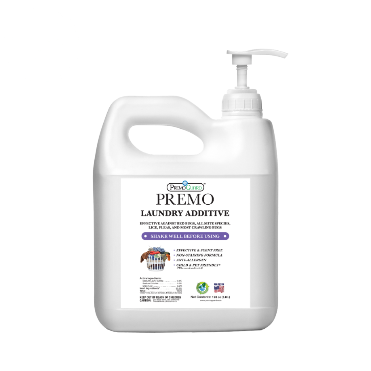 Bed Bug & Mite Laundry Additive 128 oz | Non-Toxic Treatment | Premo Guard