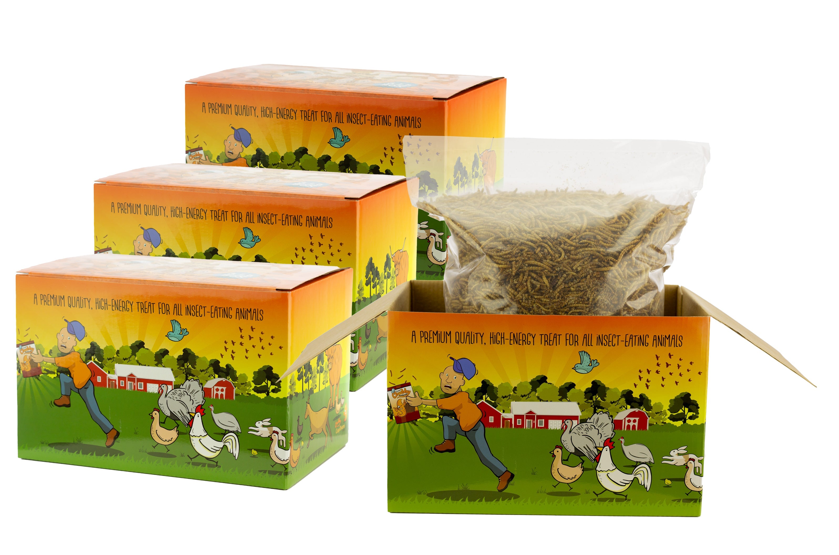 4x 3Lb (12lbs) Chubby Dried Mealworms - Coop Dreams Limited Edition Boxes