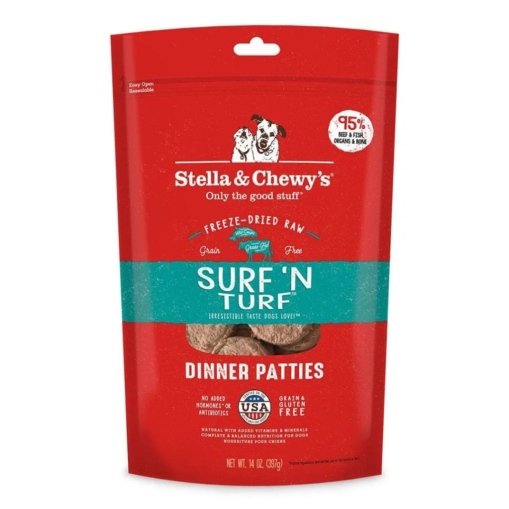 Empanadas liofilizadas para cena Stella & Chewy's de 25 oz, comida para perros Surf and Turf