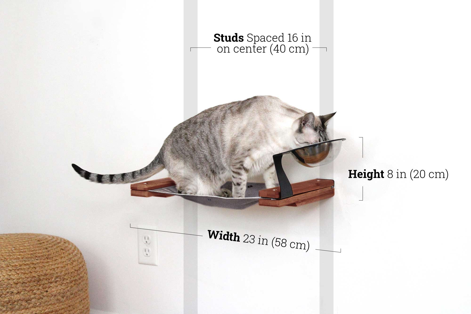 Dog Proof Cat Feeder - Wall-Mounted - Raised