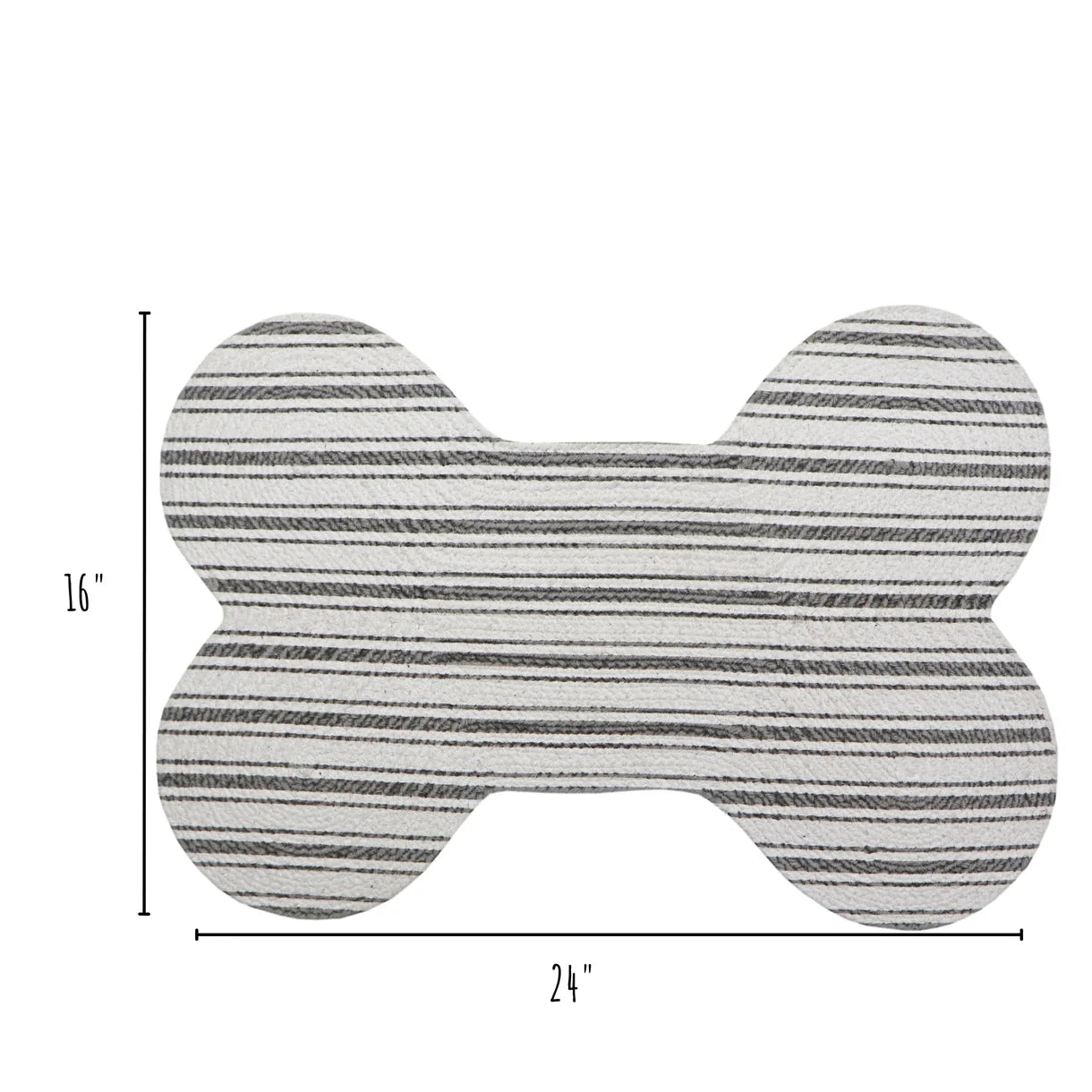 Park Life Designs Hampton Pet Placemat - Bone Shape | Grey Stripes