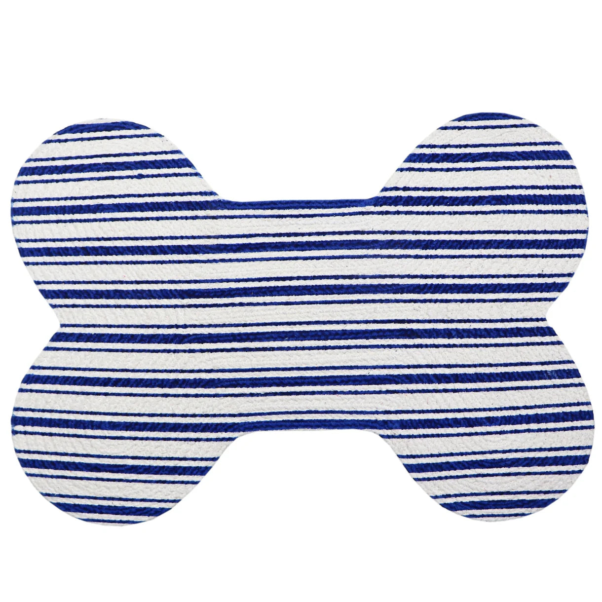 Park Life Designs Hampton Pet Placemat - Bone Shape | Blue Stripes