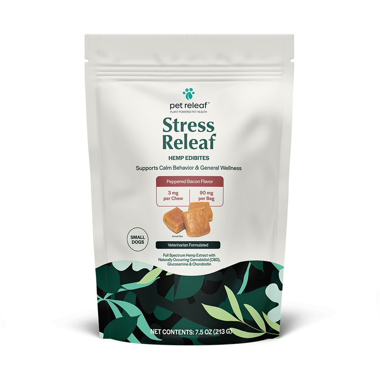 Pet Releaf Stress Edibites CBD Pepperred Bacon, Small Dog (3mg)