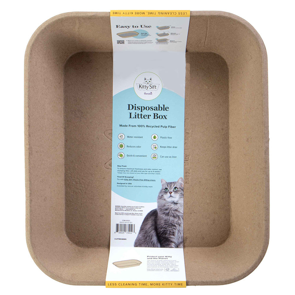 Kitty Sift Disposable Cat Litter Box, Large 3Pk