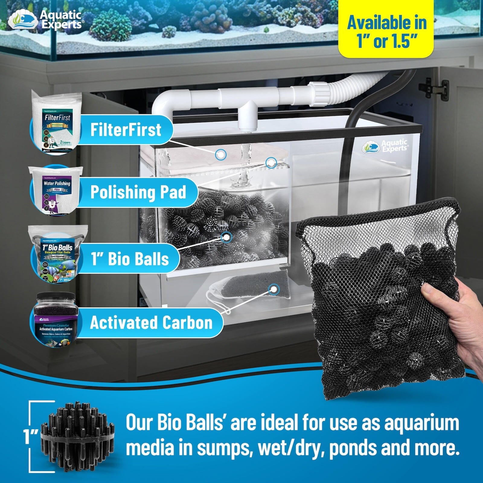 1-Inch Bio Balls Filter Media - Perfect for Aquarium & Small Pond Filters - High-Quality Bio Balls