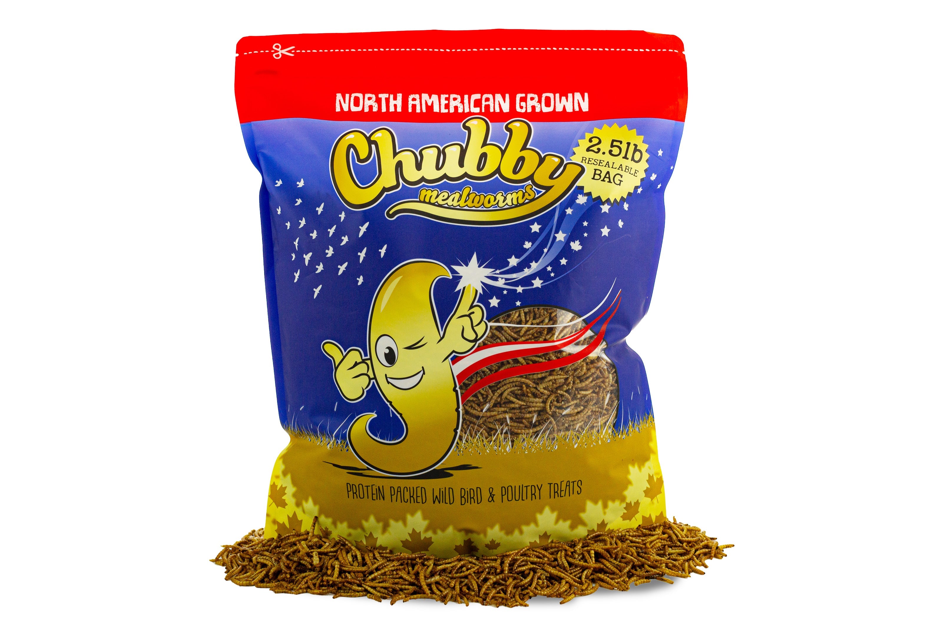 2.5Lbs Chubby North American Dried Mealworms (Montreal Grown) Non-GMO