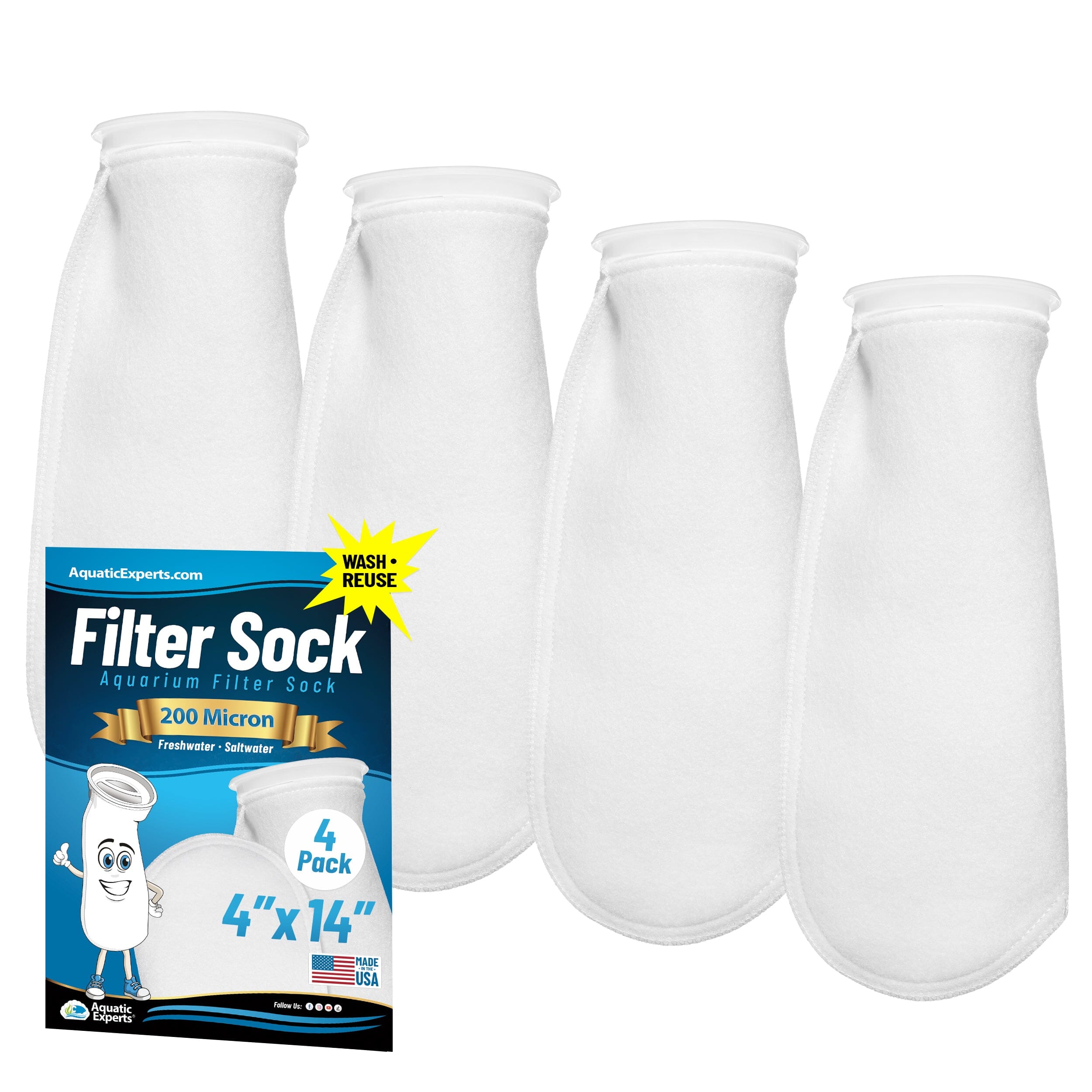 4" Ring Aquarium Filter Sock 200 Micron for Saltwater Aquariums | Aquatic Experts