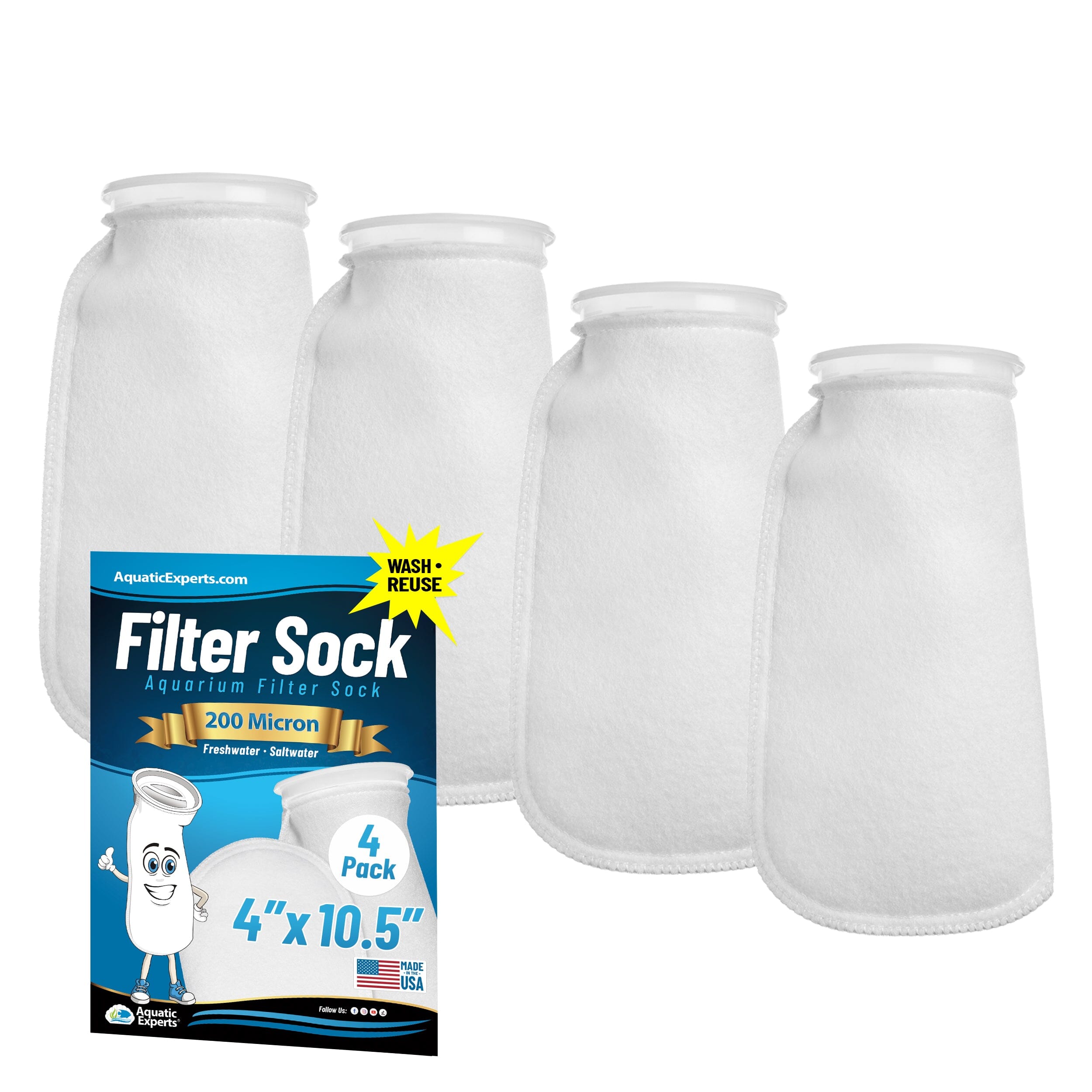 4" Ring Aquarium Filter Sock 200 Micron for Saltwater Aquariums | Aquatic Experts