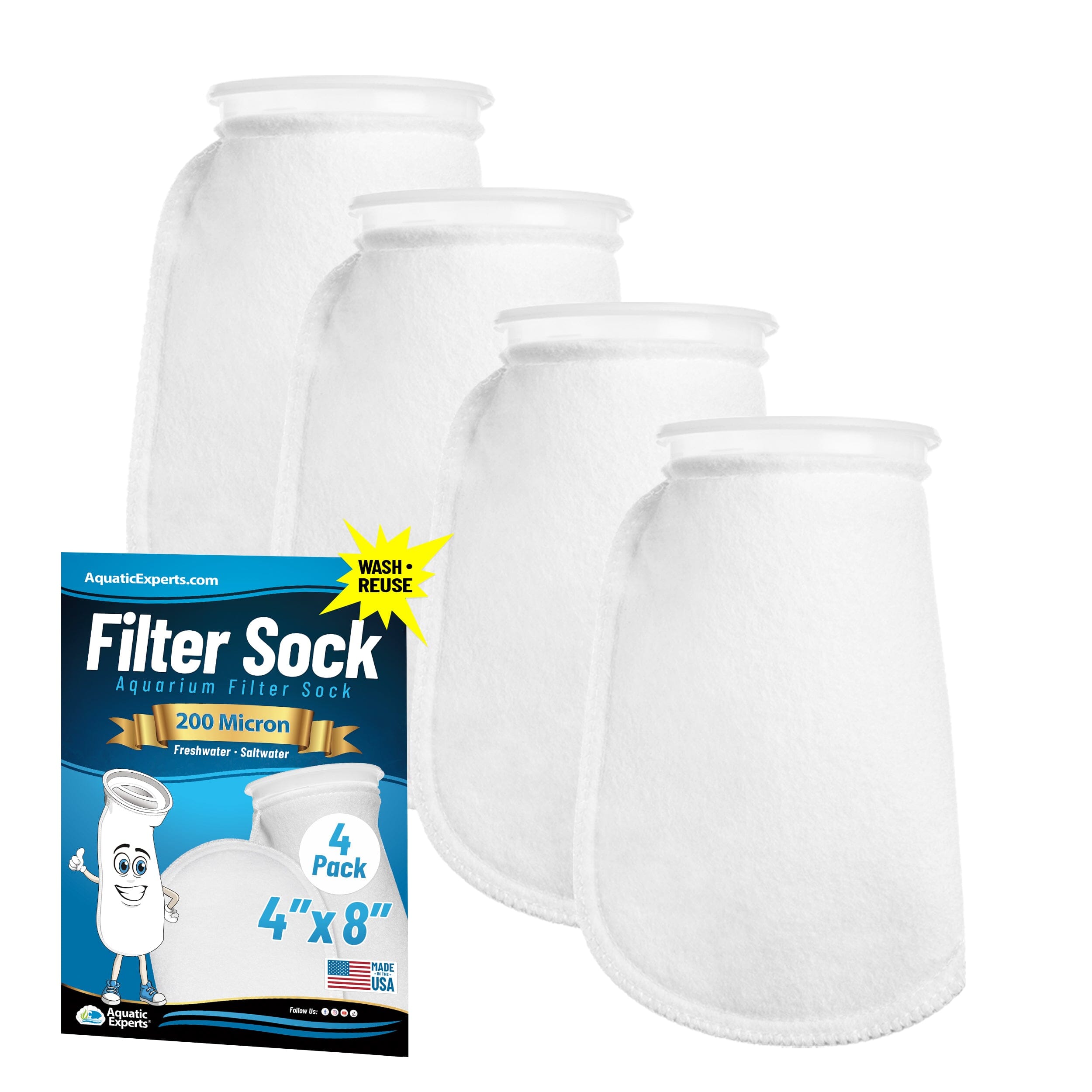 4" Ring Aquarium Filter Sock 200 Micron for Saltwater Aquariums | Aquatic Experts