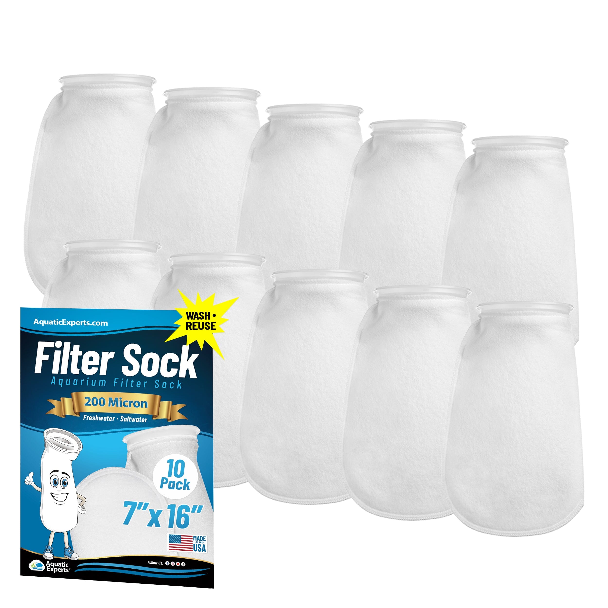 7" Aquarium Filter Sock – 200 Micron for Saltwater & Reef Tanks | Aquatic Experts