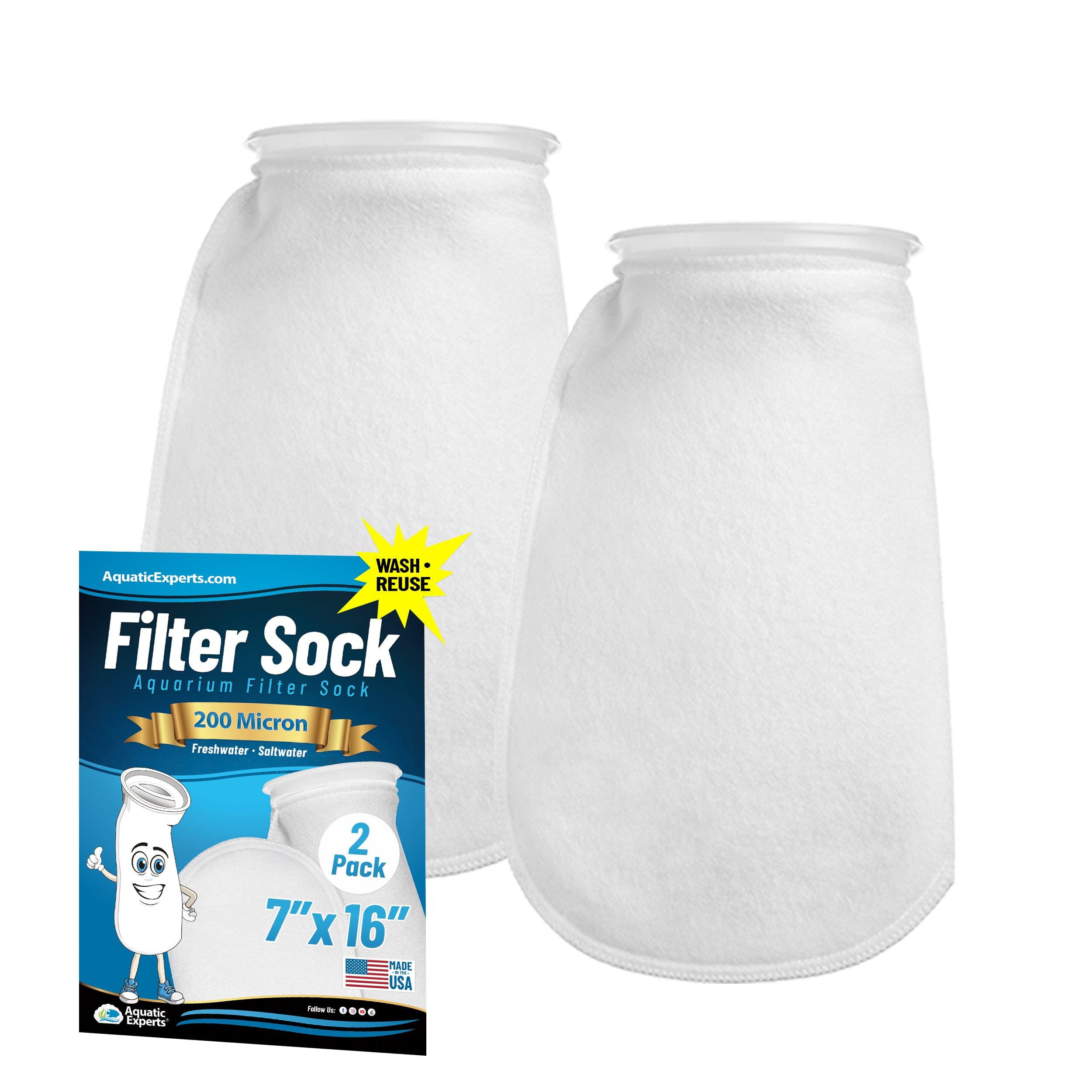7" Aquarium Filter Sock – 200 Micron for Saltwater & Reef Tanks | Aquatic Experts