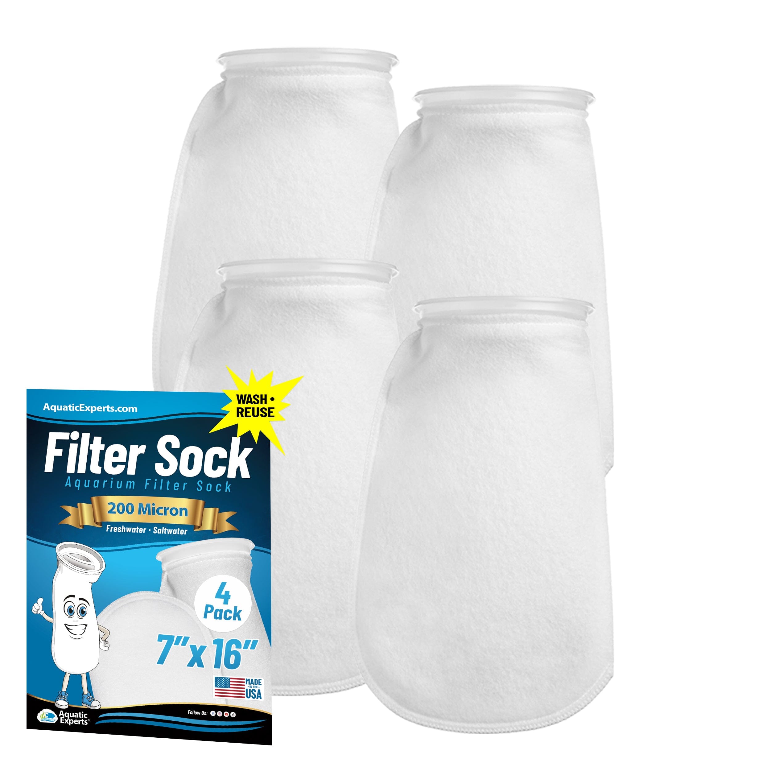 7" Aquarium Filter Sock – 200 Micron for Saltwater & Reef Tanks | Aquatic Experts