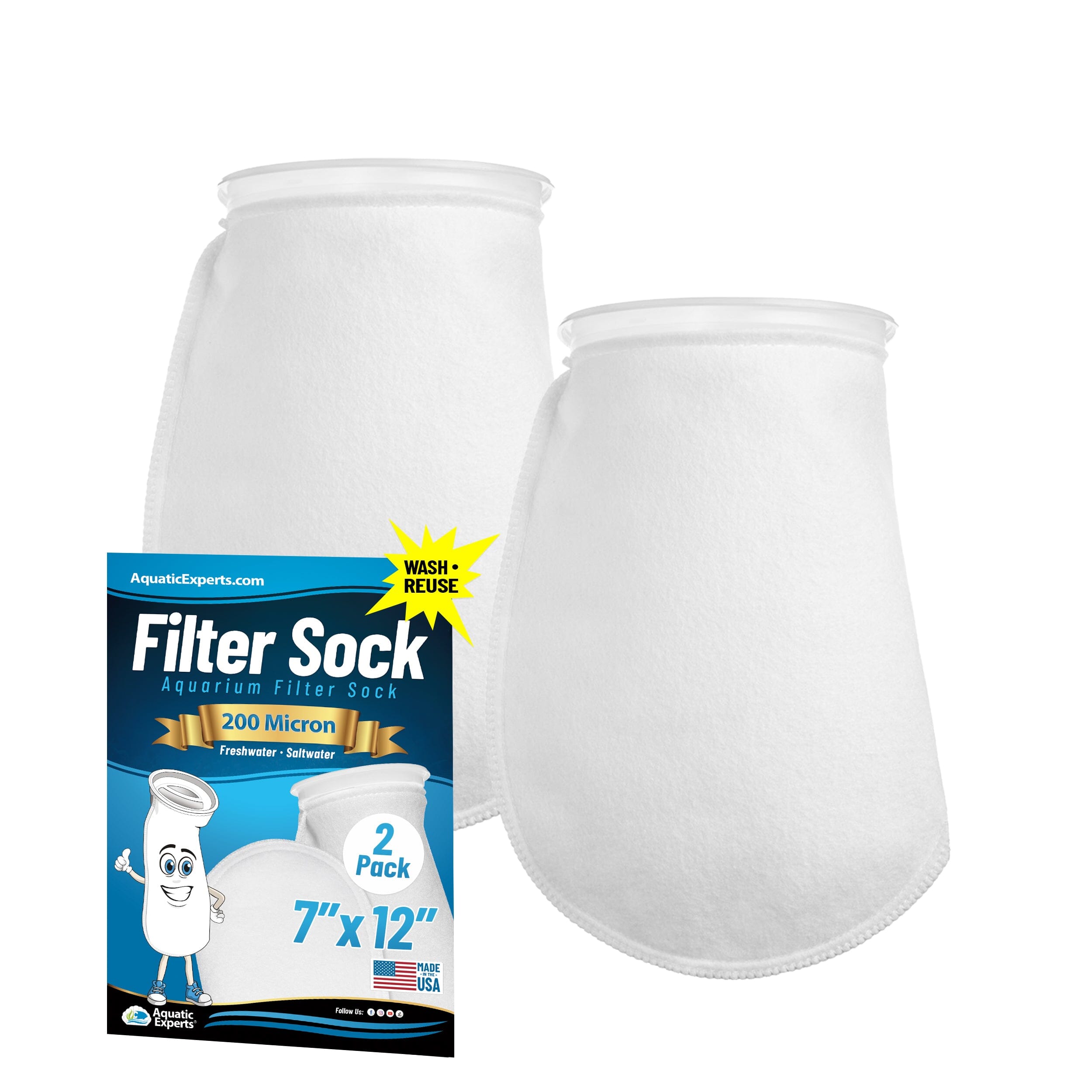 7" Aquarium Filter Sock – 200 Micron for Saltwater & Reef Tanks | Aquatic Experts