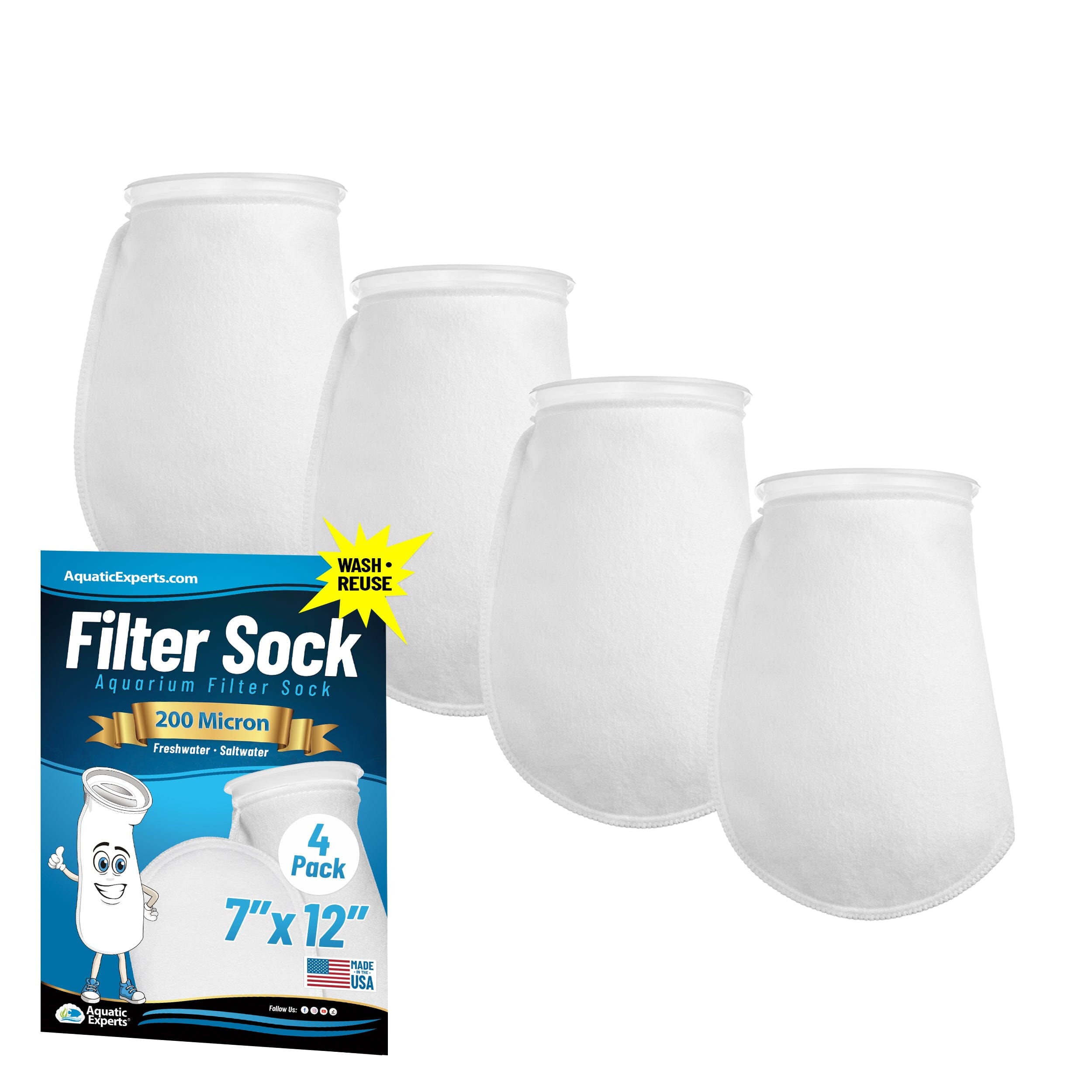 7" Aquarium Filter Sock – 200 Micron for Saltwater & Reef Tanks | Aquatic Experts