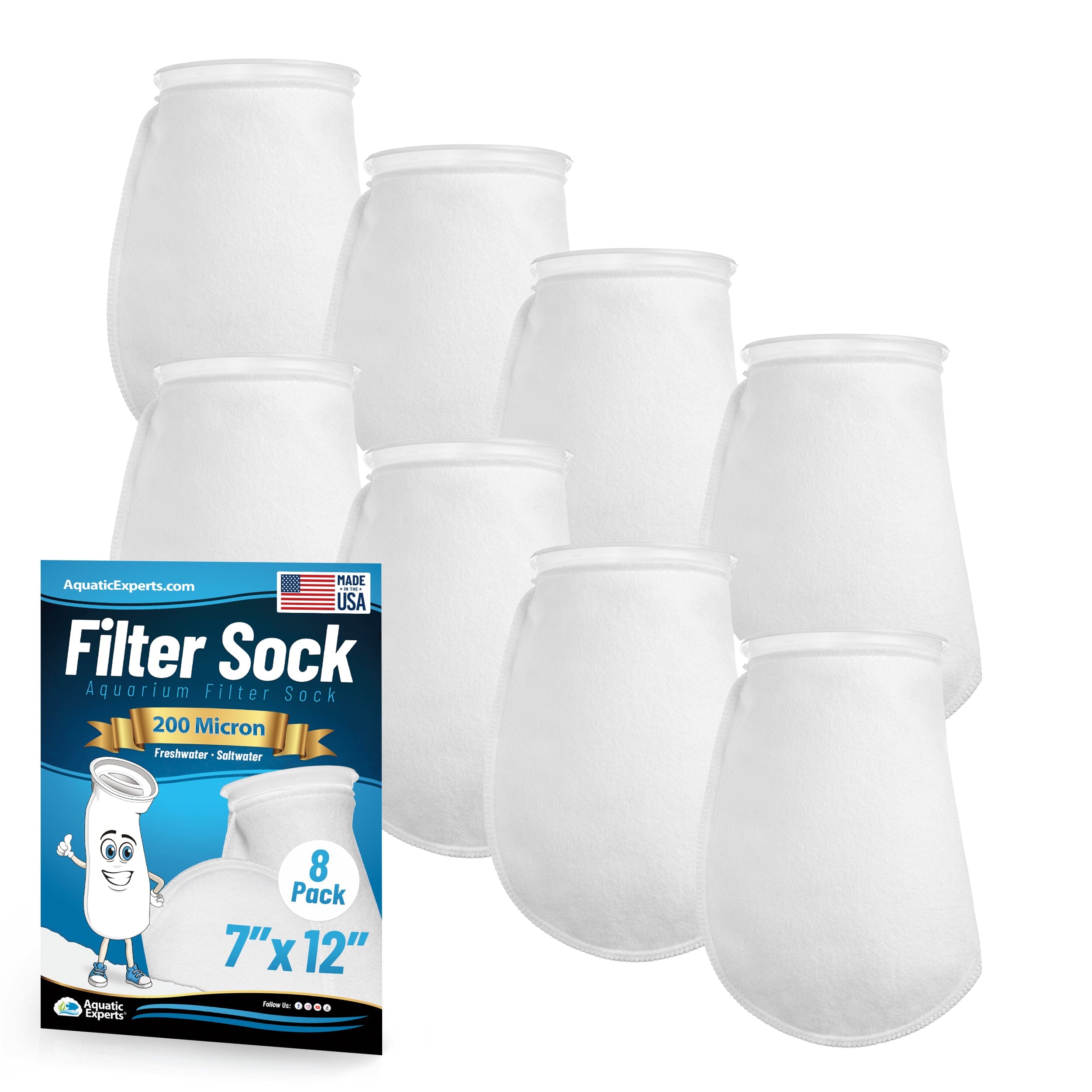 7" Aquarium Filter Sock – 200 Micron for Saltwater & Reef Tanks | Aquatic Experts