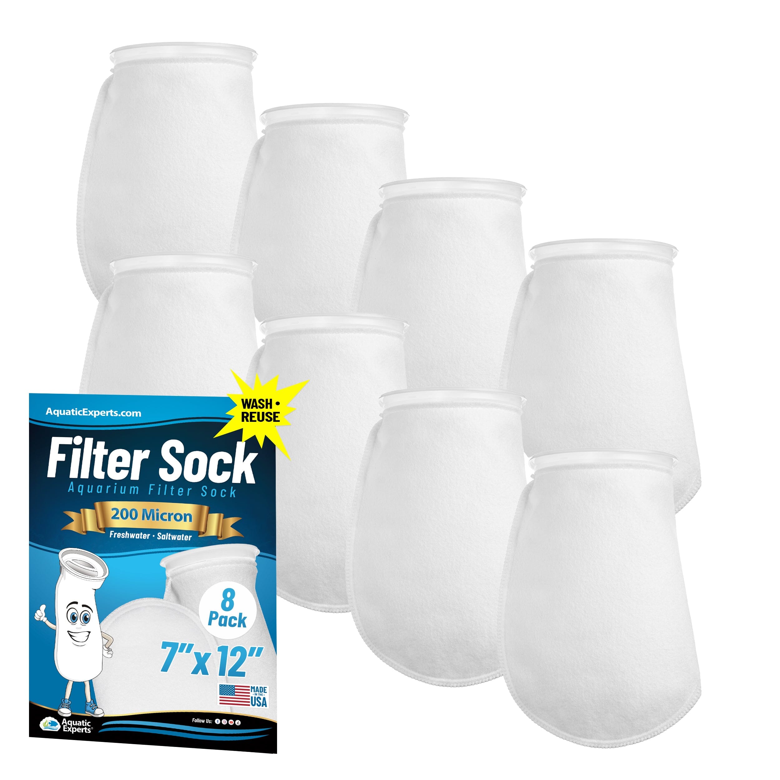 7" Aquarium Filter Sock – 200 Micron for Saltwater & Reef Tanks | Aquatic Experts