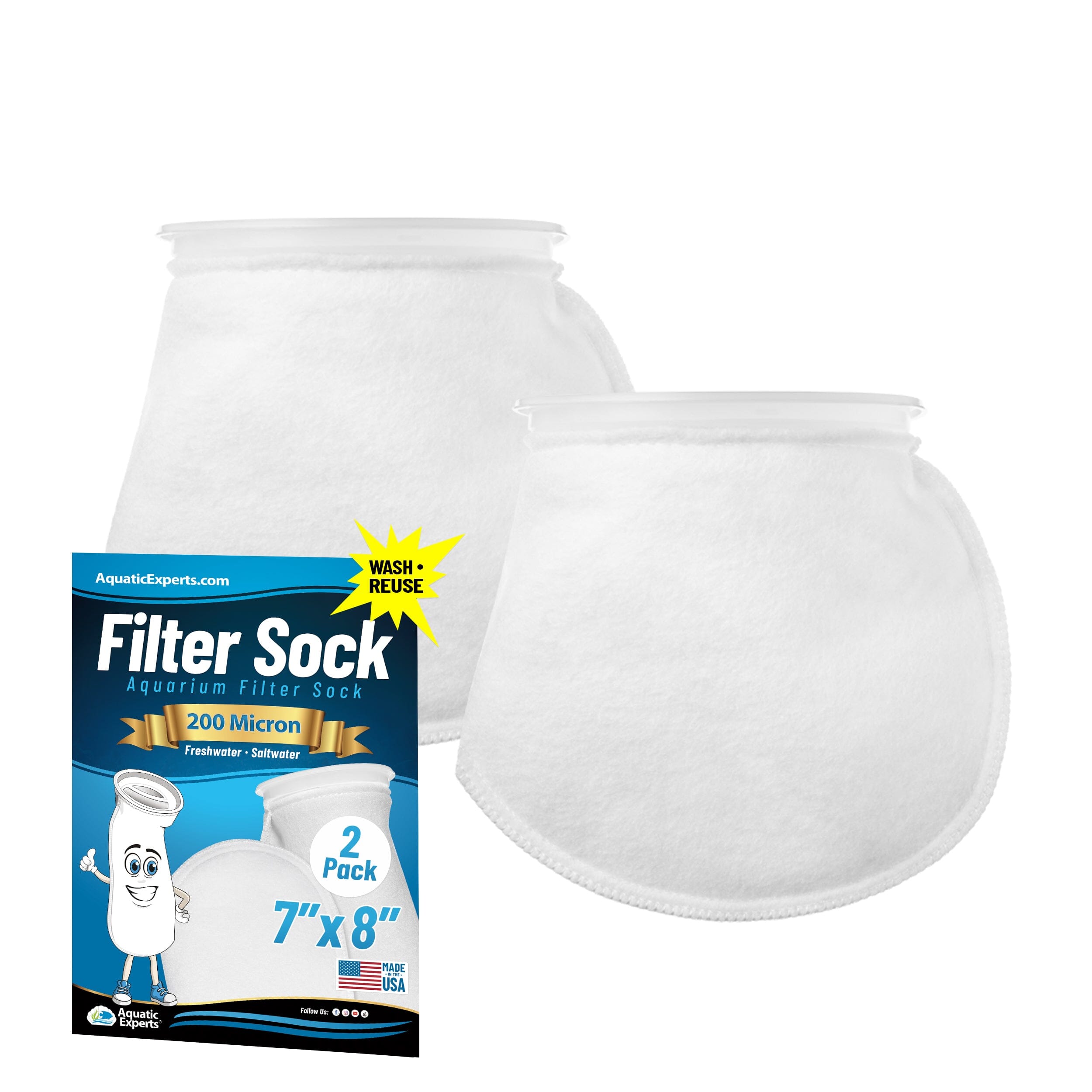 7" Aquarium Filter Sock – 200 Micron for Saltwater & Reef Tanks | Aquatic Experts