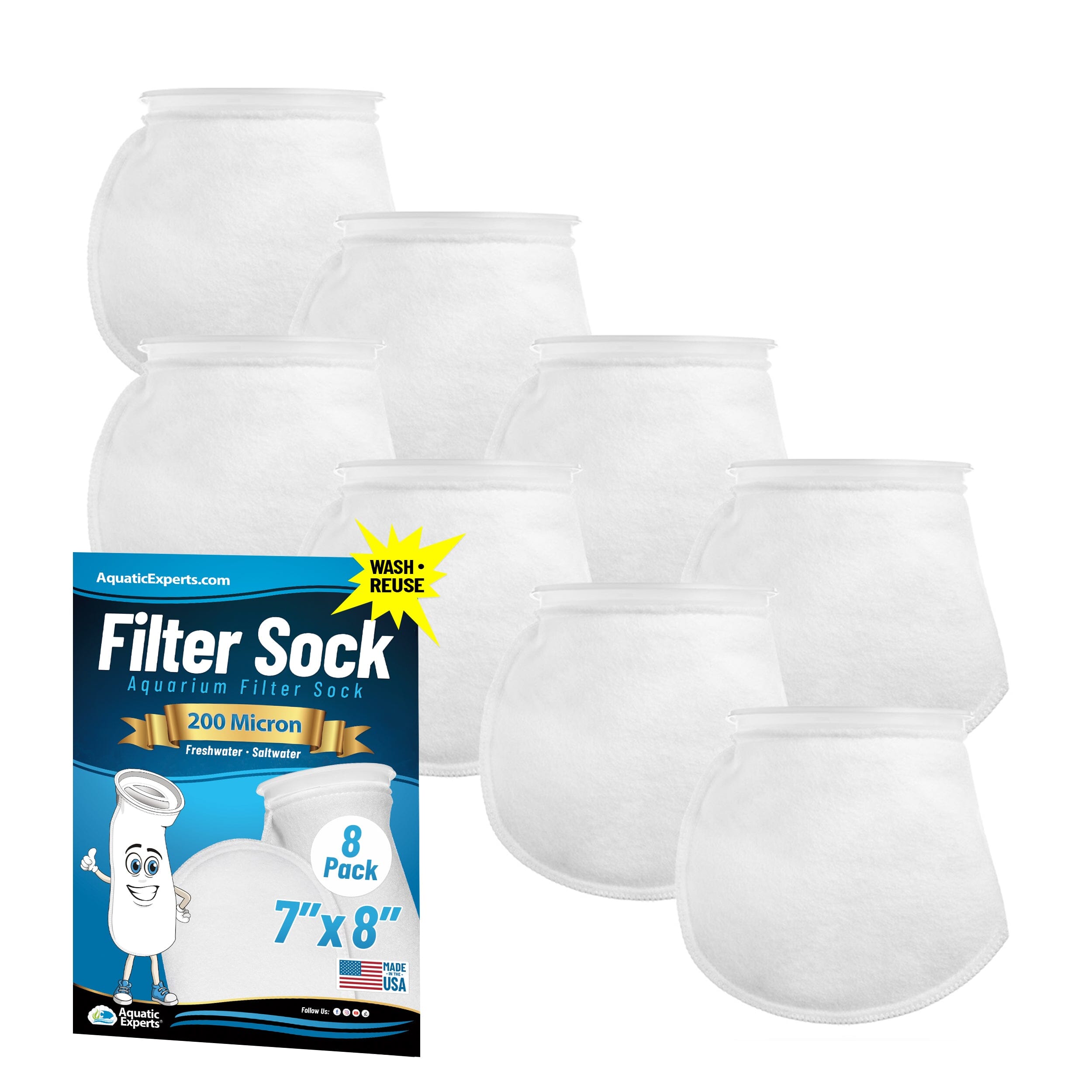 7" Aquarium Filter Sock – 200 Micron for Saltwater & Reef Tanks | Aquatic Experts