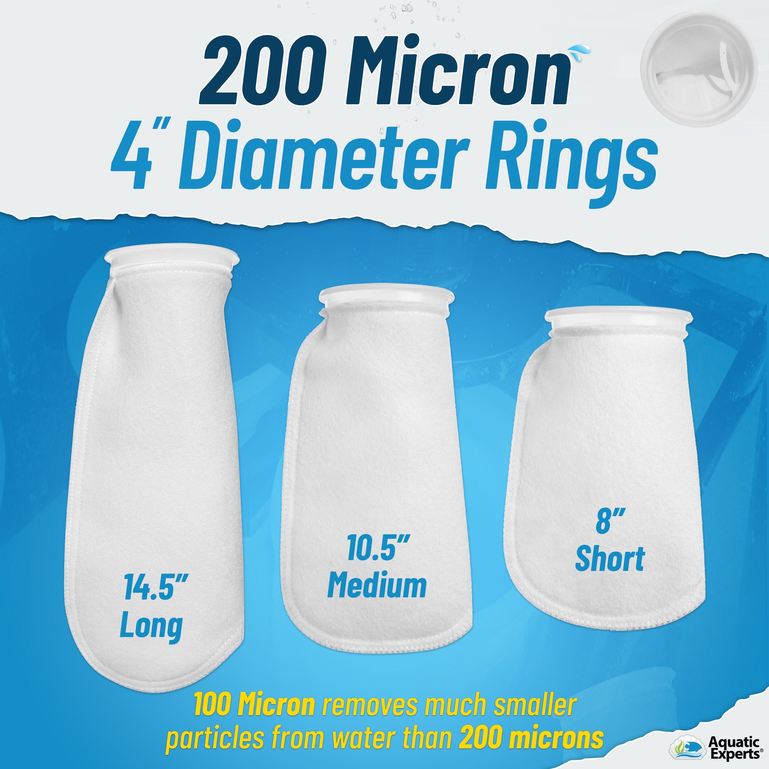 4" Ring Aquarium Filter Sock 200 Micron for Saltwater Aquariums | Aquatic Experts