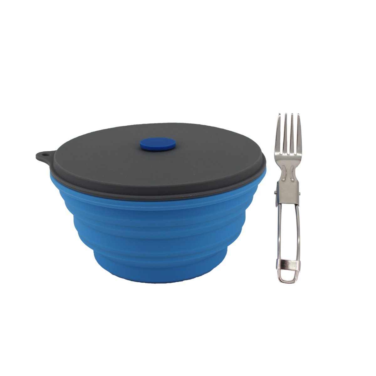 Mr. Peanut's 30oz Collapsible Silicone Camping Bowl with Lid & Foldable Fork