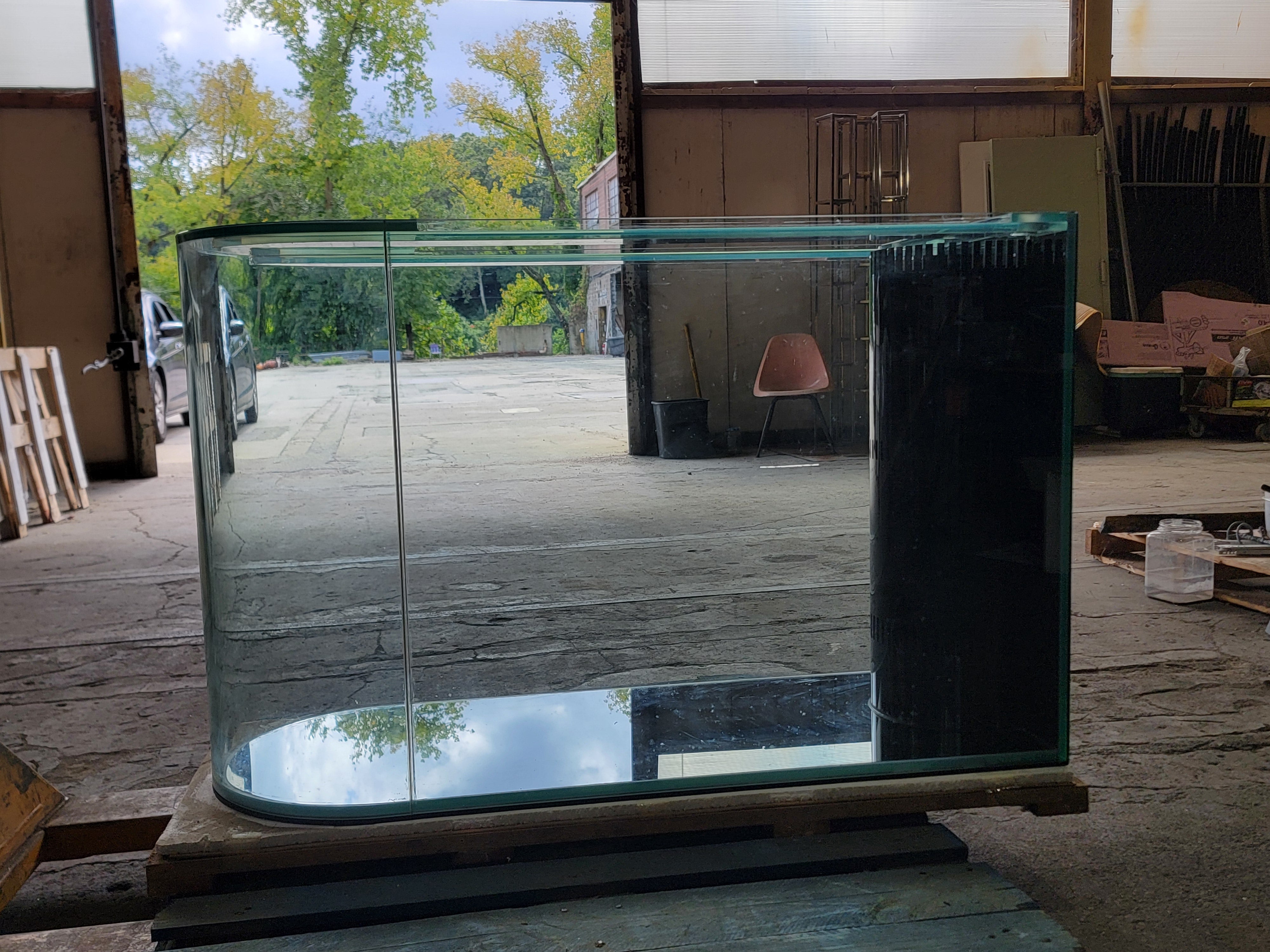 120 Gallon U-Shape Bullnose Peninsula Divider Glass Aquarium Reef-Ready in Rose Cherry Real Wood Furniture