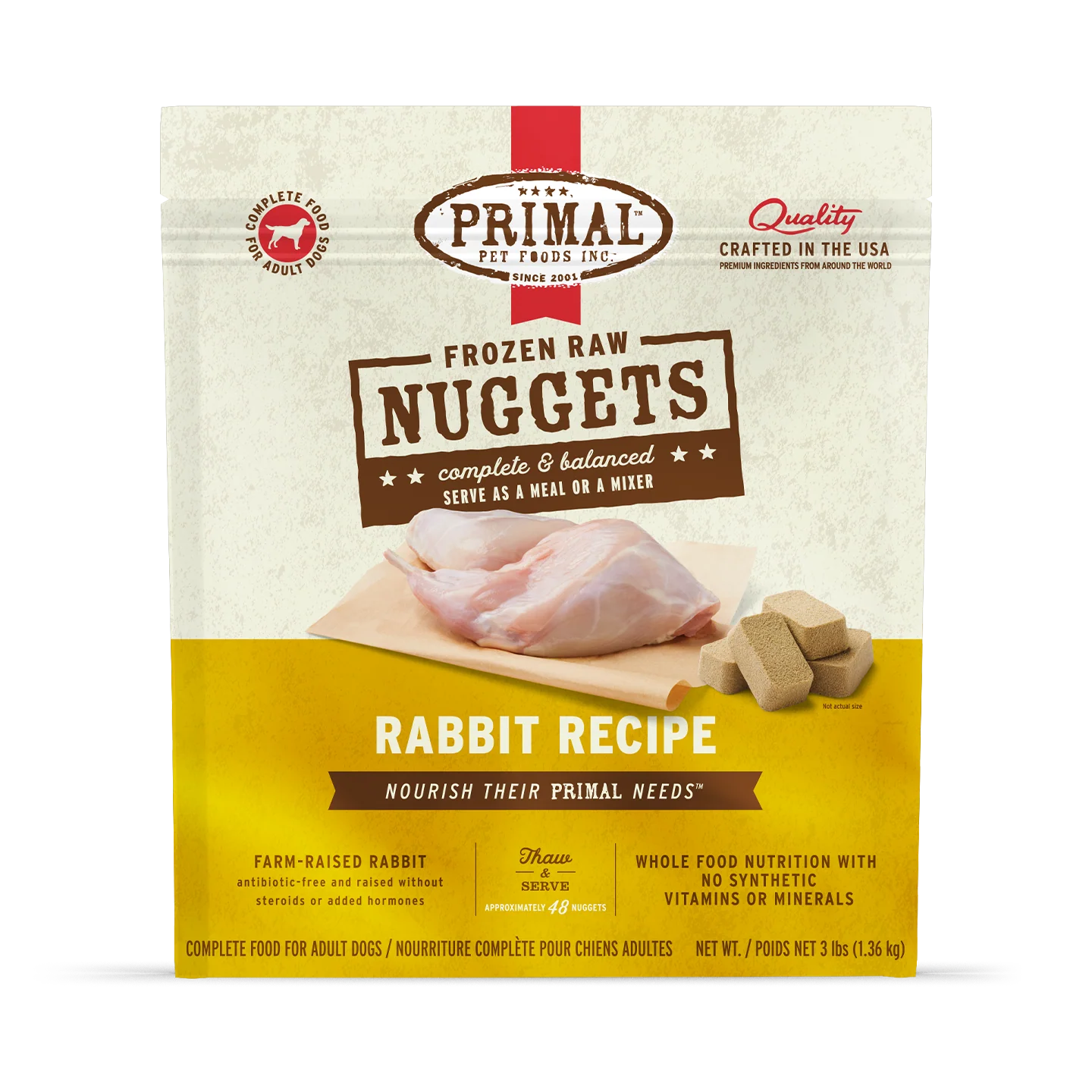 Primal Rabbit Nuggets Frozen Dog Food (3lb)