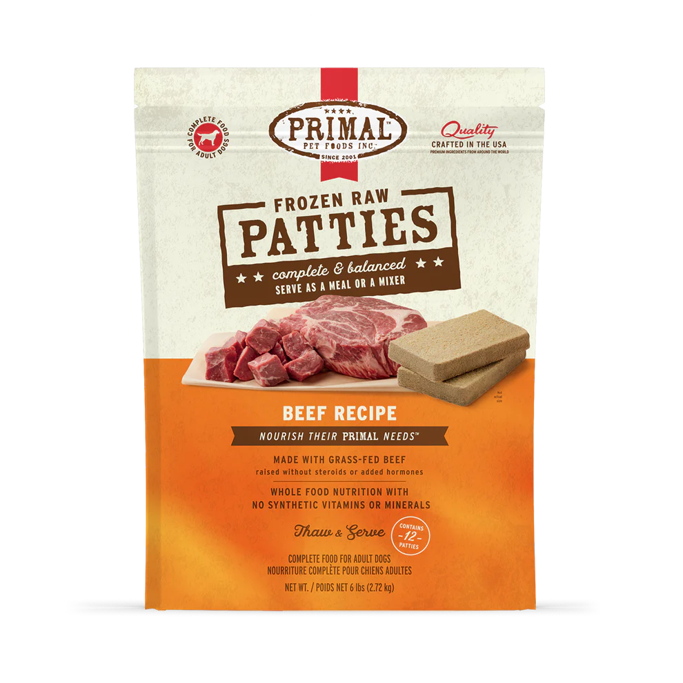 Primal Raw Frozen Beef Patties (6lb)