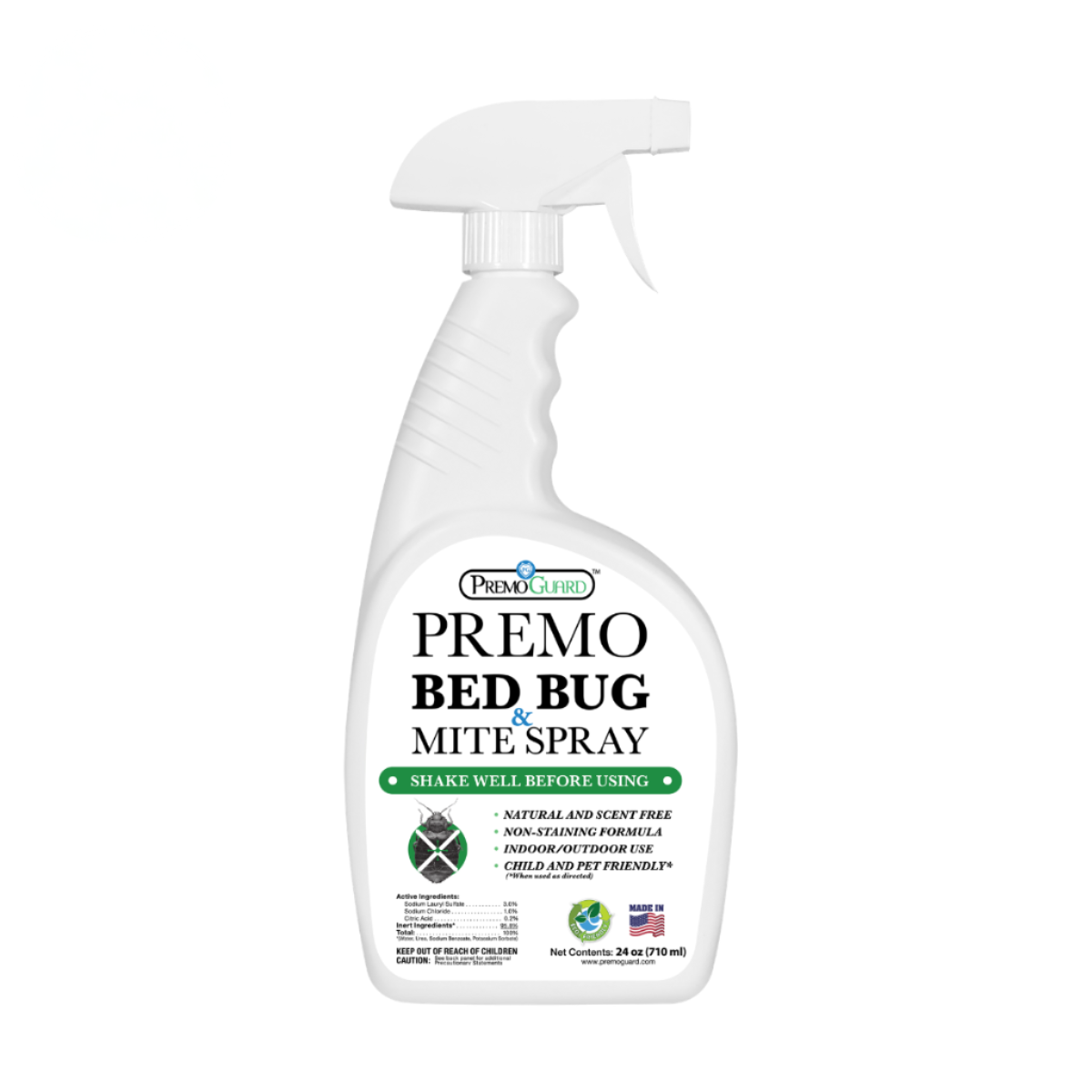 Bed Bug & Mite Killer Spray 24 oz | Natural & Non-Toxic | Premo Guard